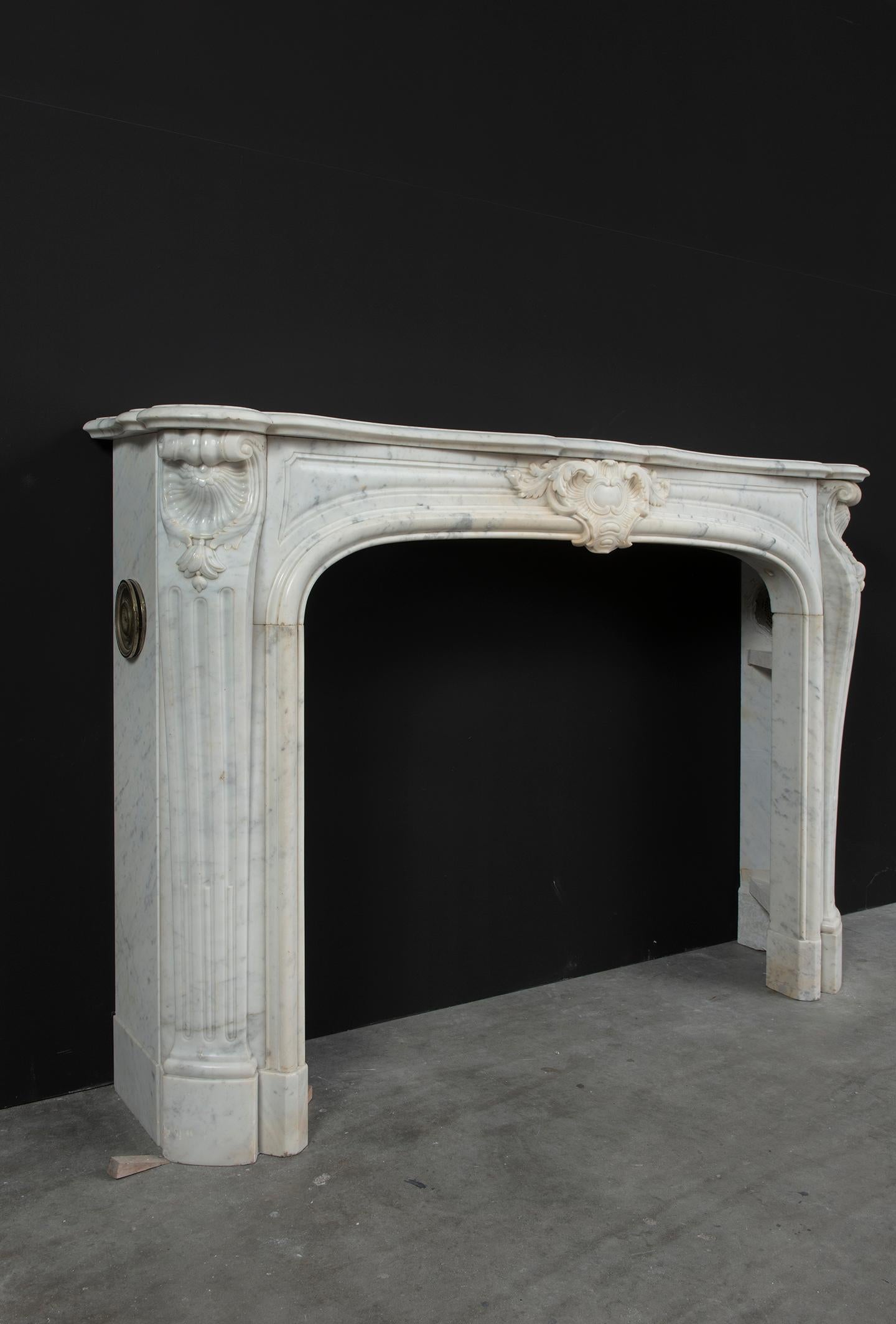 Beautiful French Louis XV Fireplace in White Marble, Paris- France 6
