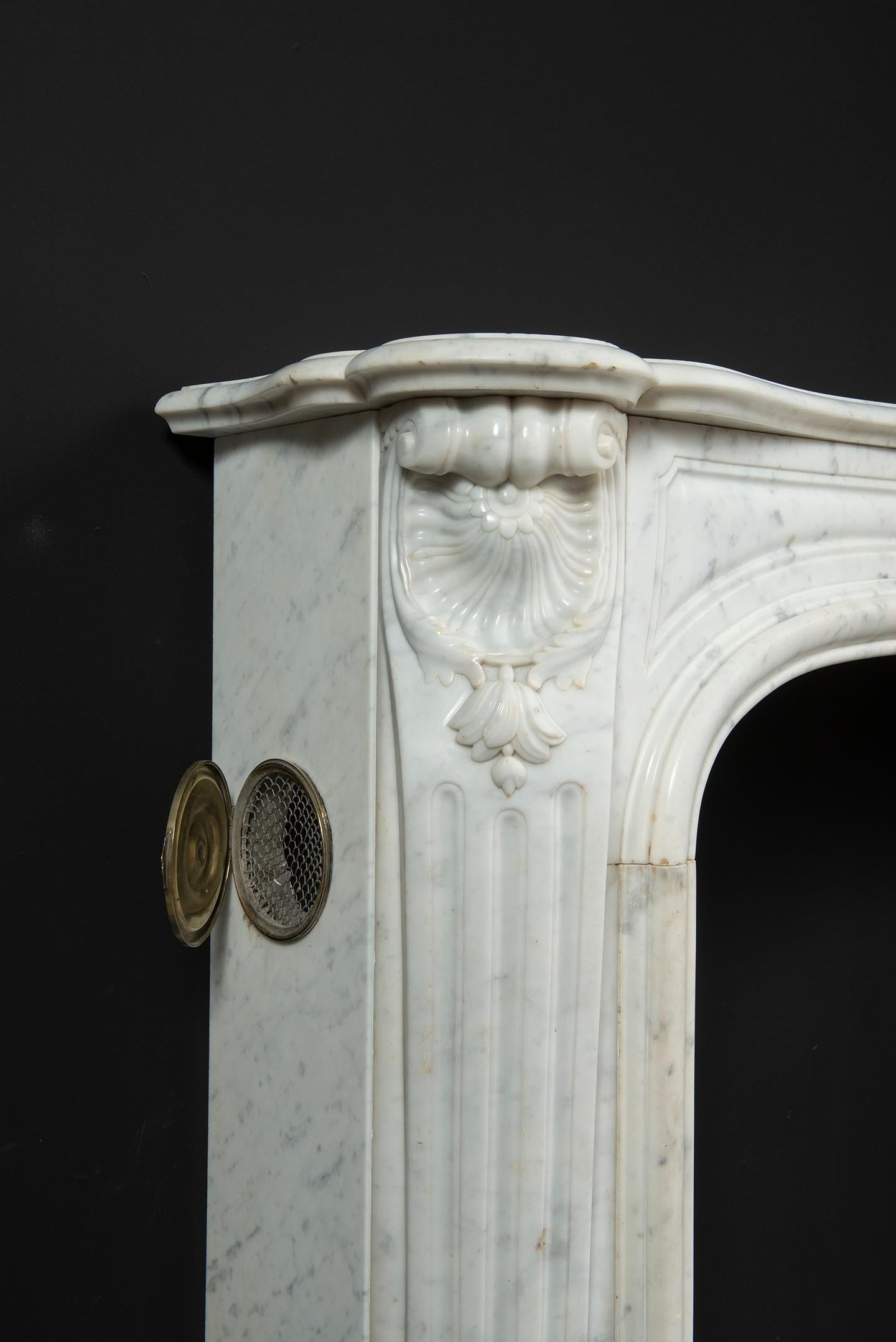 Beautiful French Louis XV Fireplace in White Marble, Paris- France 9
