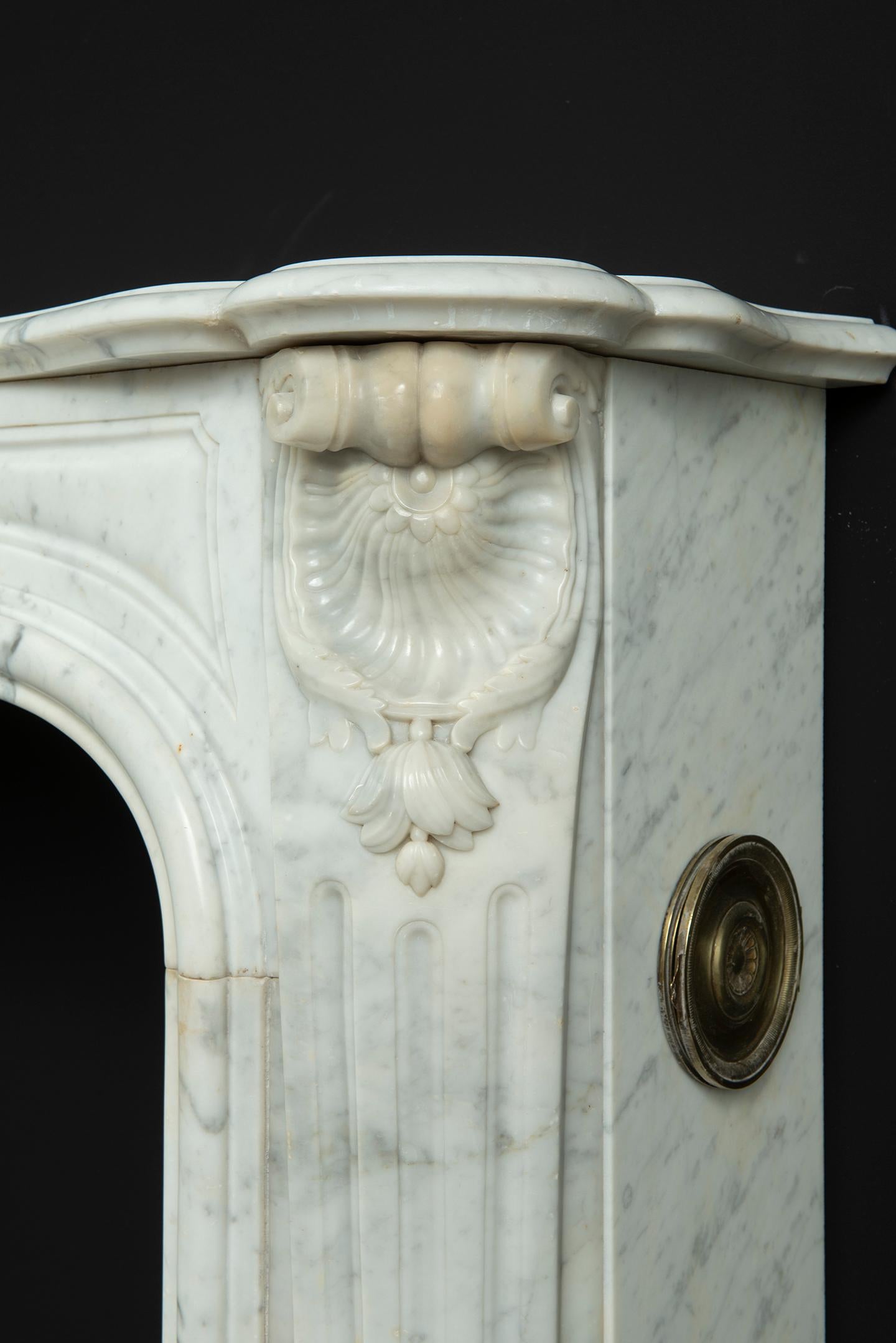 Beautiful French Louis XV Fireplace in White Marble, Paris- France 11