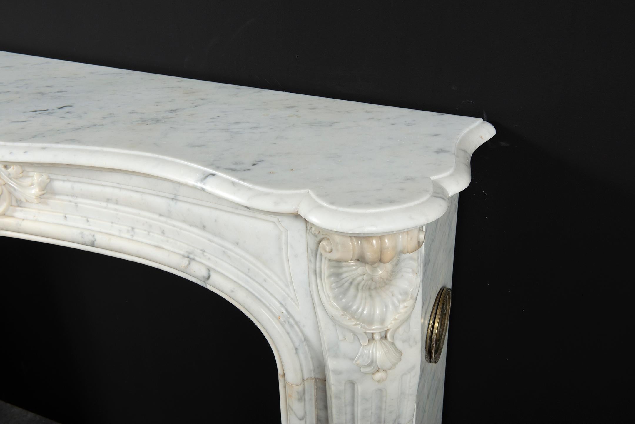 Beautiful French Louis XV Fireplace in White Marble, Paris- France 1