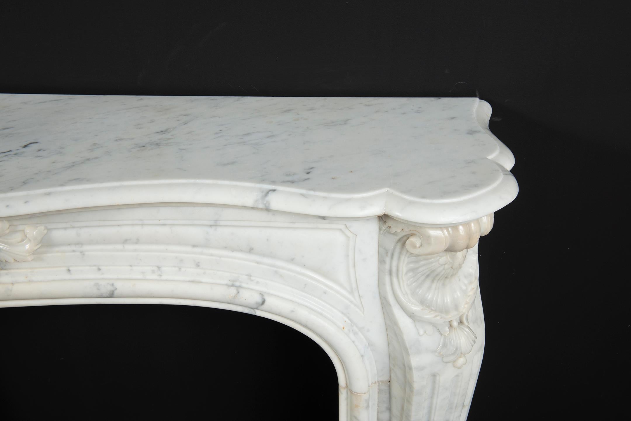Beautiful French Louis XV Fireplace in White Marble, Paris- France 2