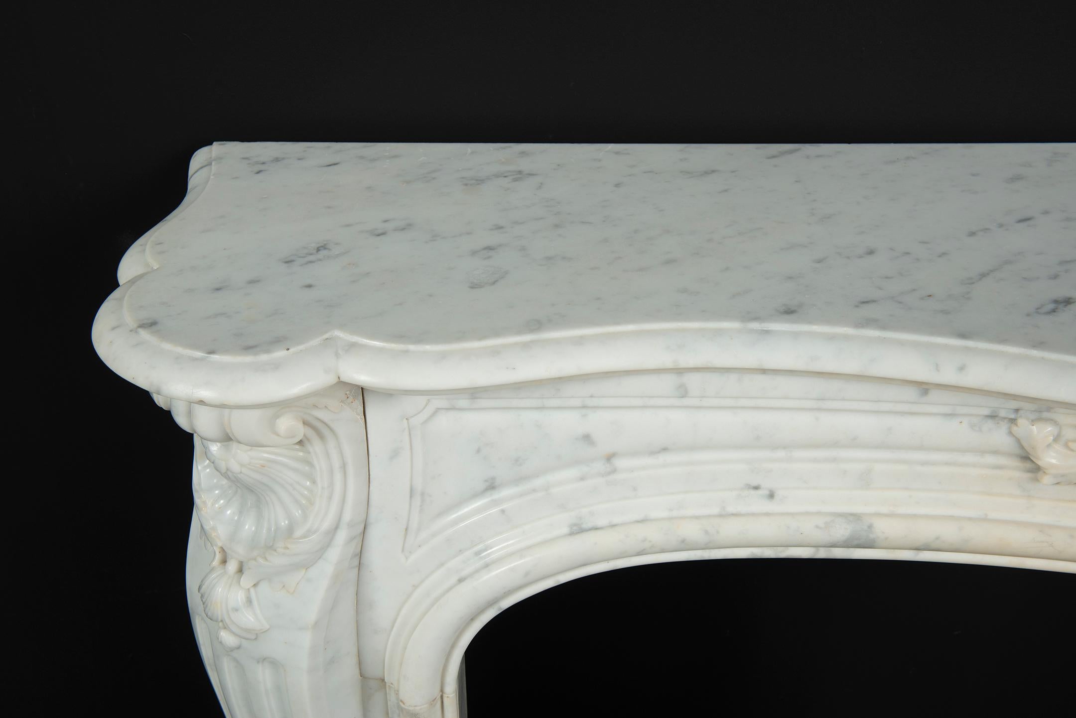 Beautiful French Louis XV Fireplace in White Marble, Paris- France 4