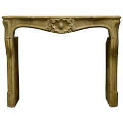 Beautiful French Louis XV Fireplace Mantel in Limestone, 19th Century