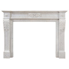 Beautiful French Louis XV Style Carrara Marble Fireplace Surround