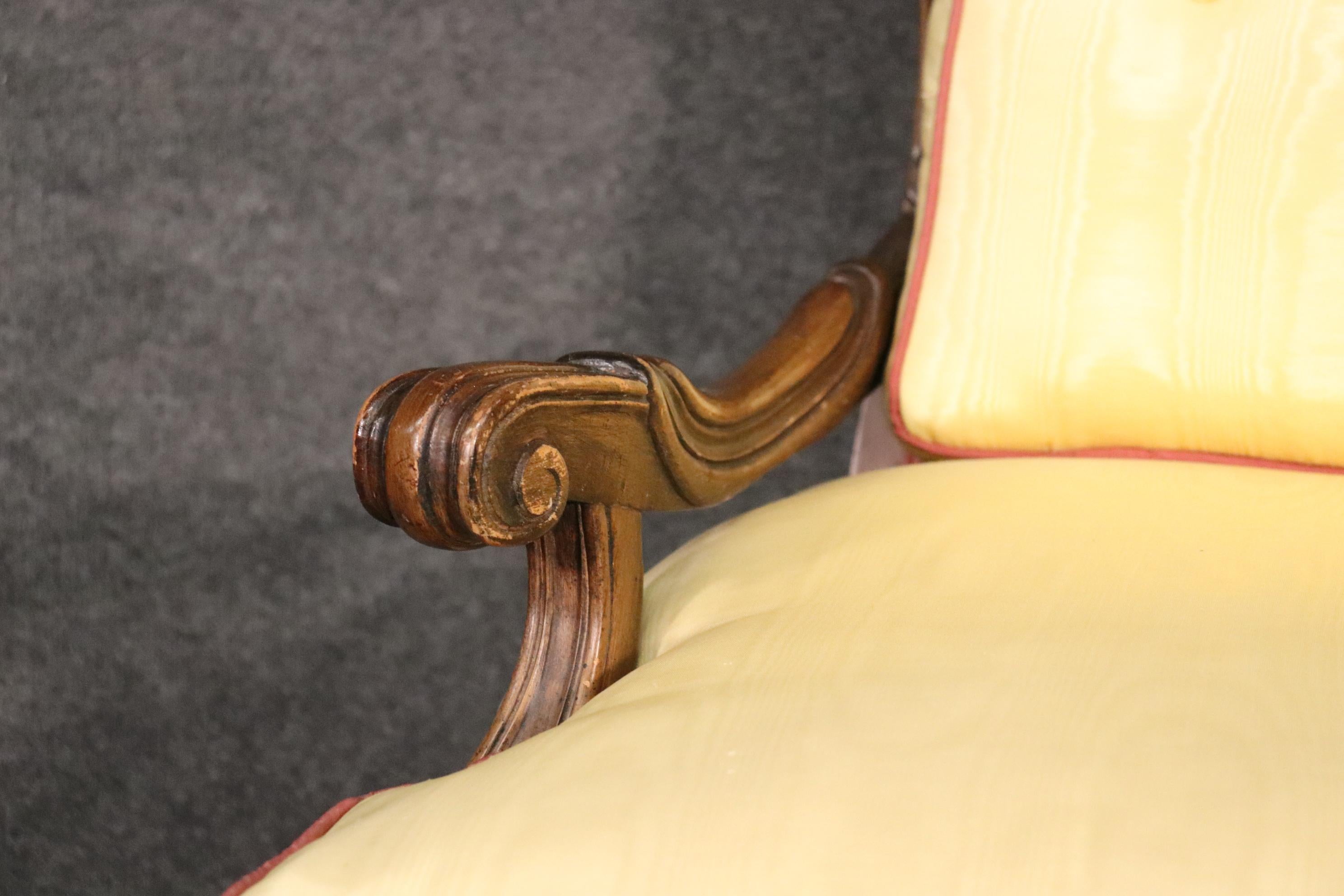 Beautiful French Louis XV Walnut Bergere Chair and Matching Ottoman 4