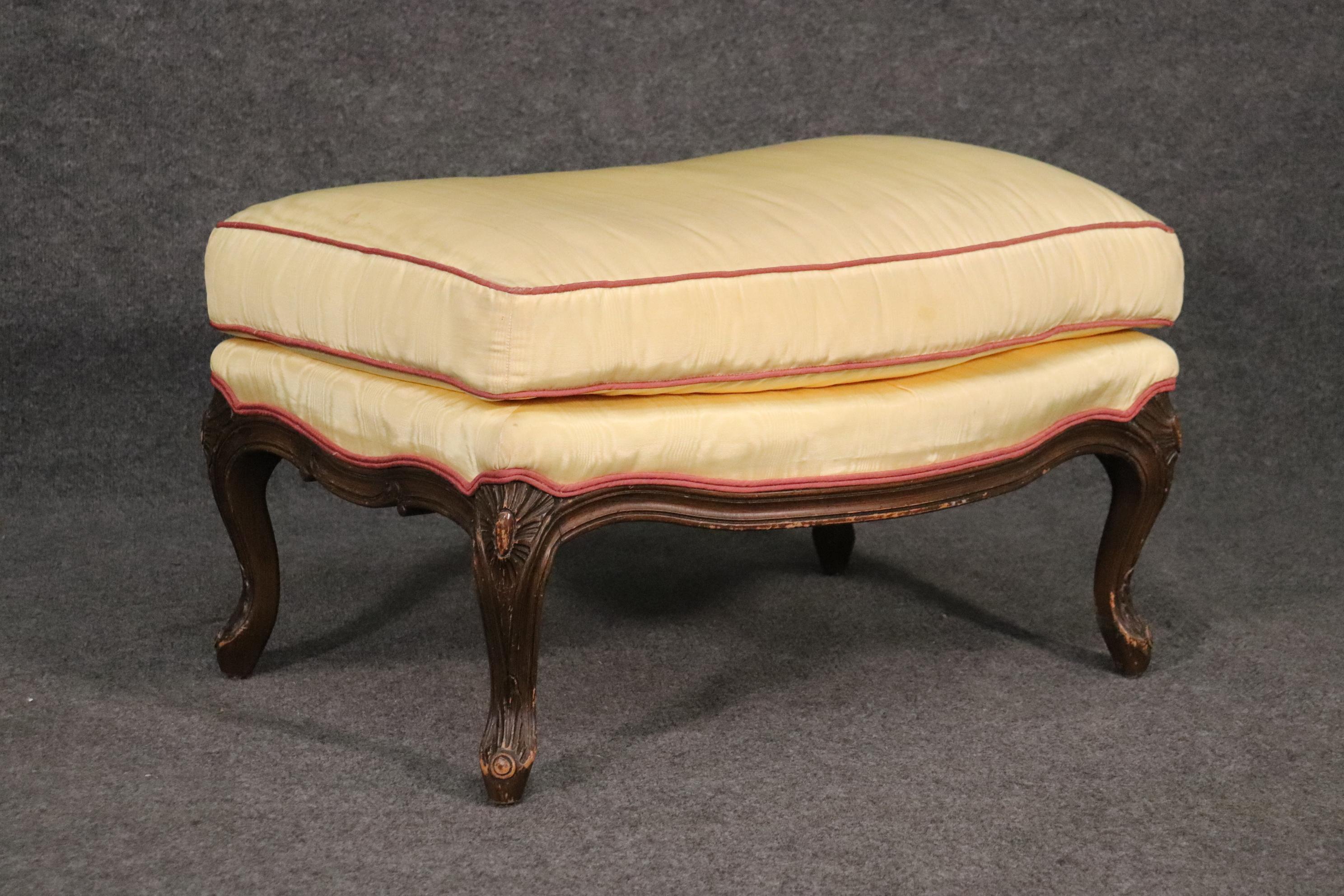 Beautiful French Louis XV Walnut Bergere Chair and Matching Ottoman 6