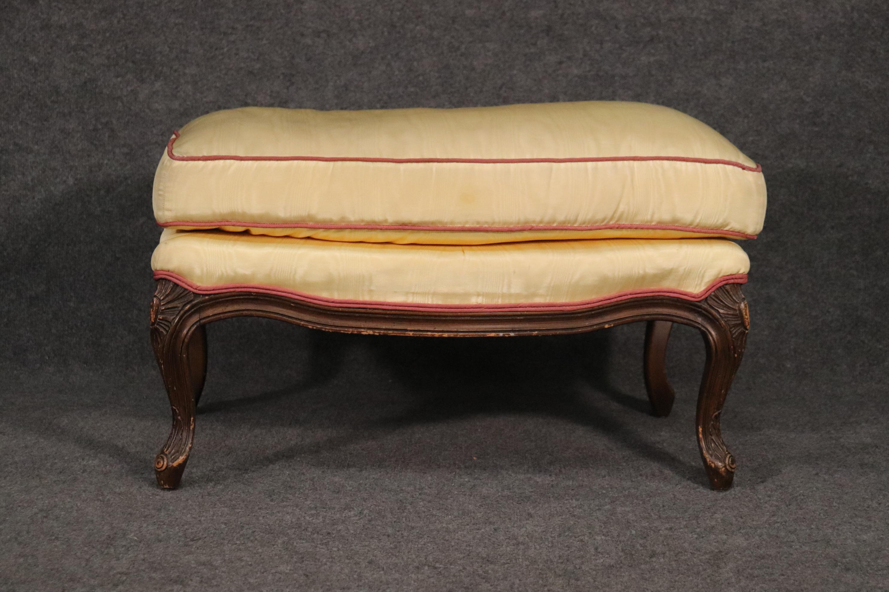 Beautiful French Louis XV Walnut Bergere Chair and Matching Ottoman 7