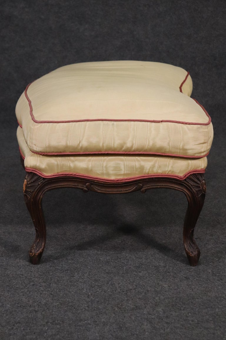Beautiful French Louis XV Walnut Bergere Chair and Matching Ottoman For
