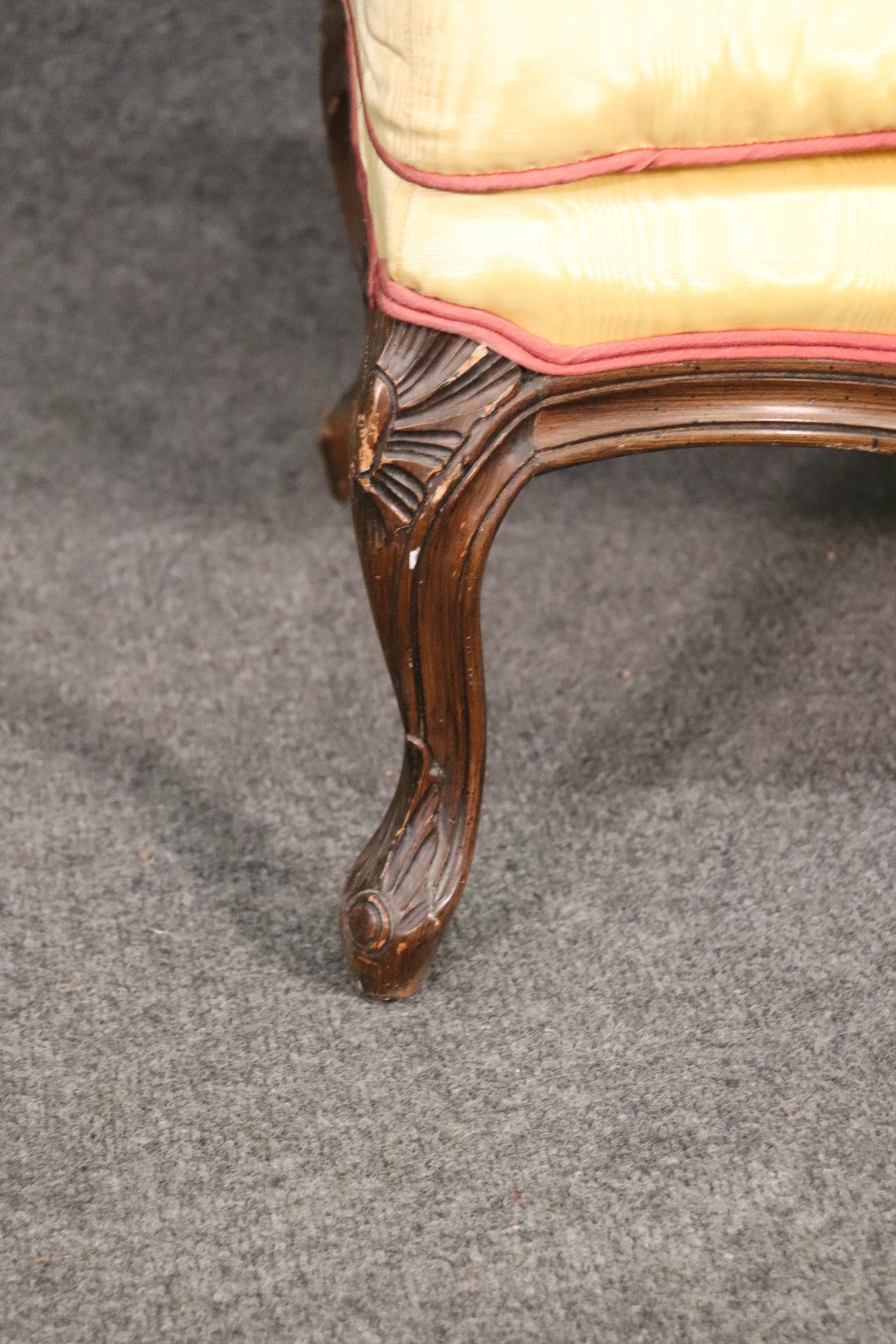Beautiful French Louis XV Walnut Bergere Chair and Matching Ottoman 12