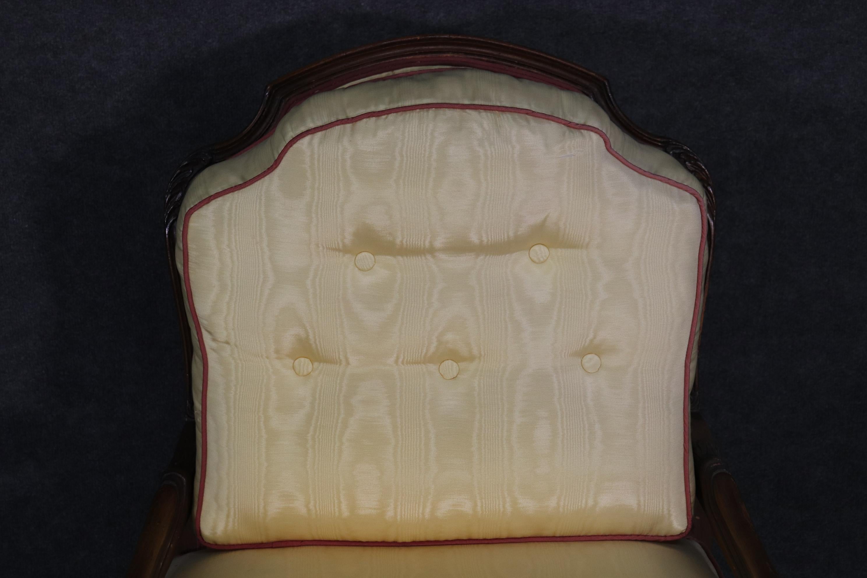 Beautiful French Louis XV Walnut Bergere Chair and Matching Ottoman 1
