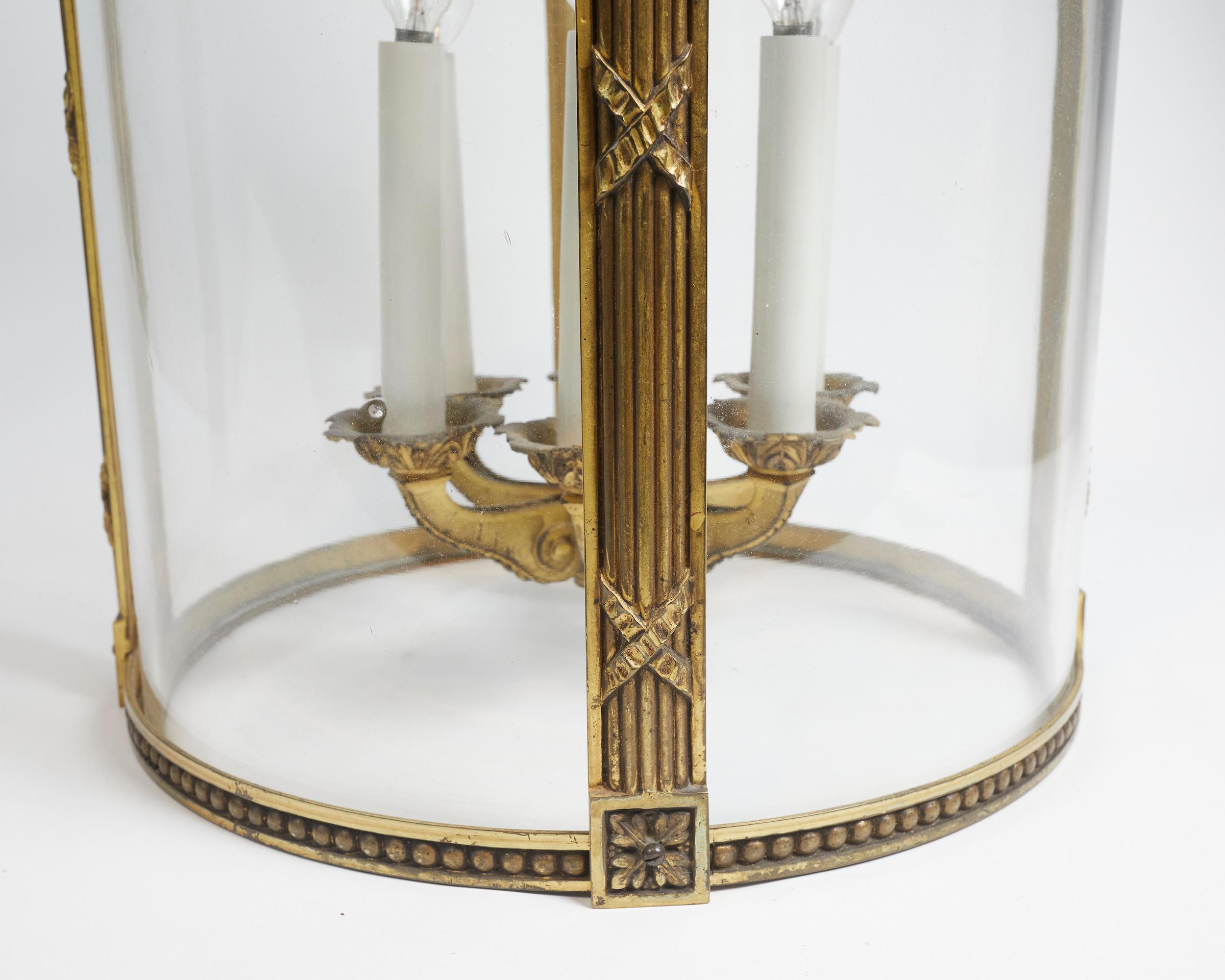 Beautiful French Louis XVI Style Gilt Bronze Circular Lantern For Sale 5