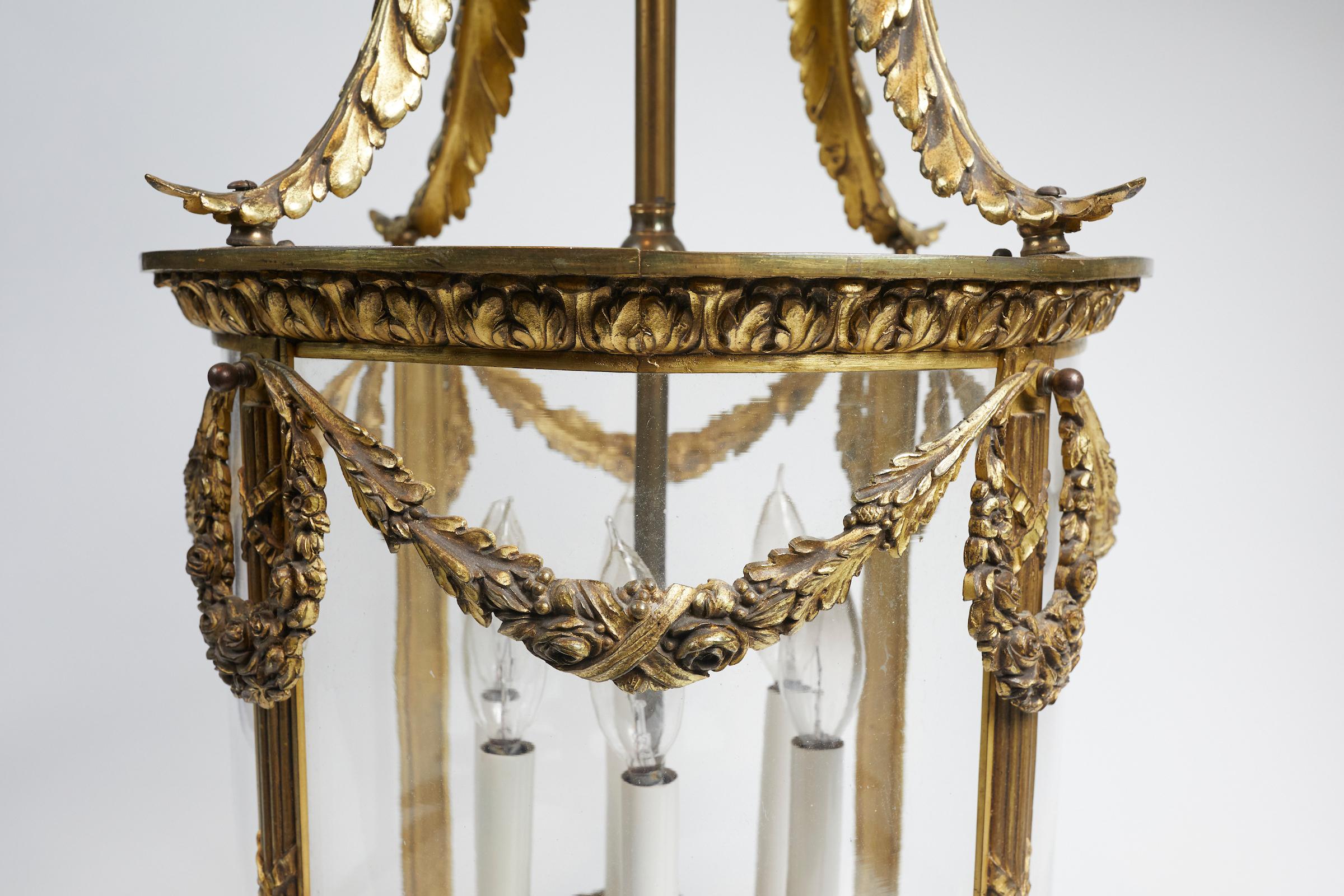 Beautiful French Louis XVI Style Gilt Bronze Circular Lantern For Sale 1