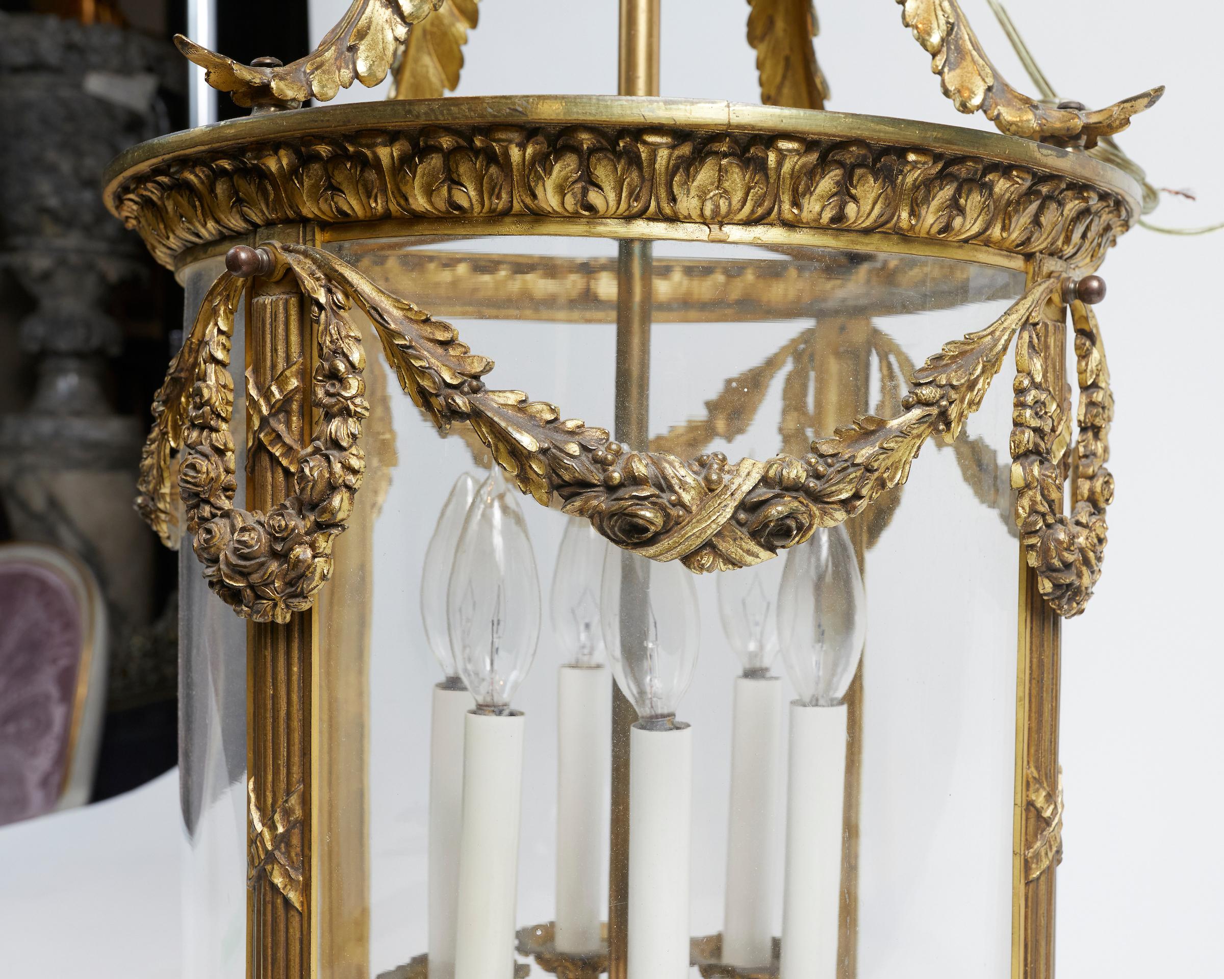 Beautiful French Louis XVI Style Gilt Bronze Circular Lantern For Sale 2