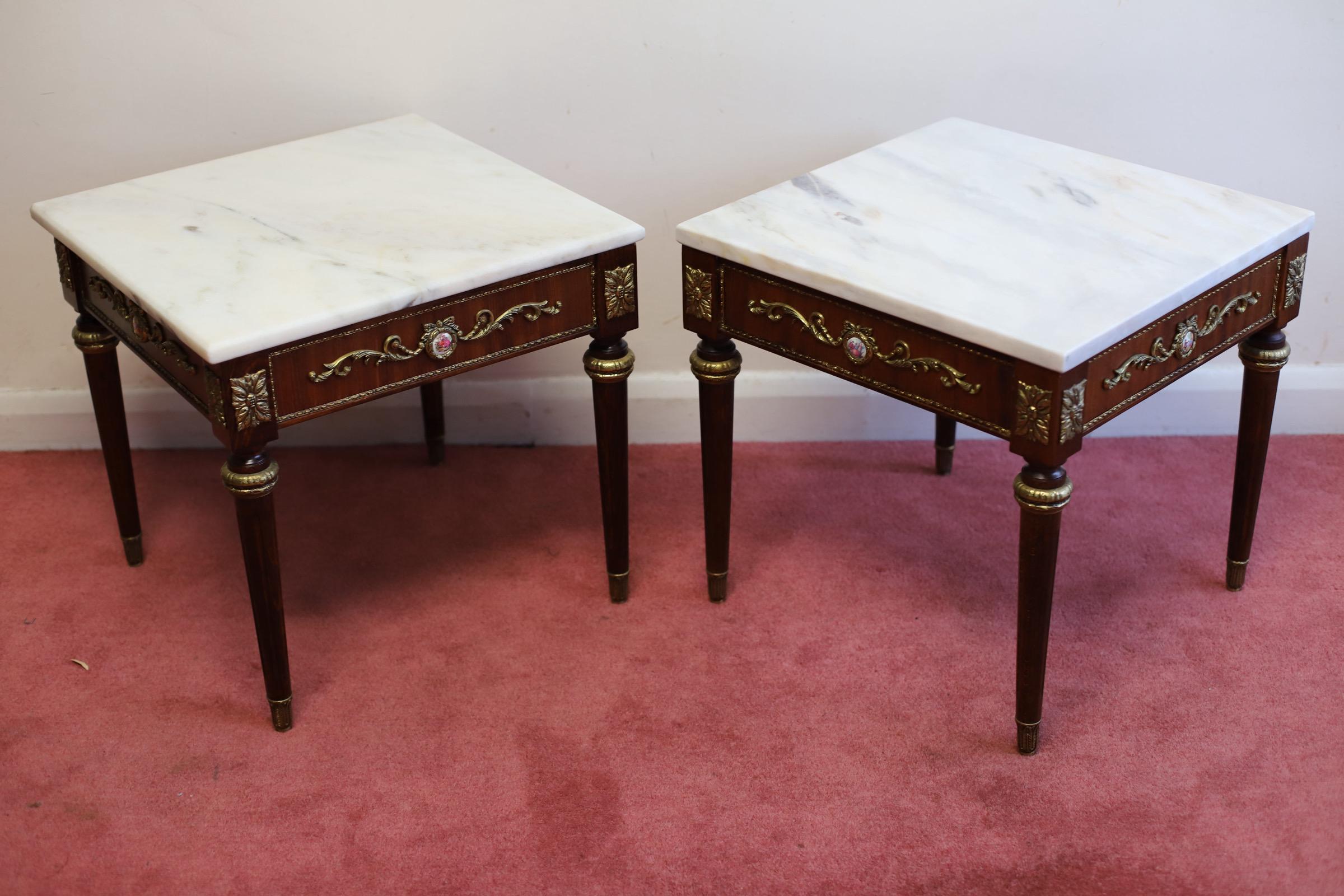 Beautiful French Louis XVI Style Marble-Top  Occasional Tables  In Good Condition For Sale In Crawley, GB