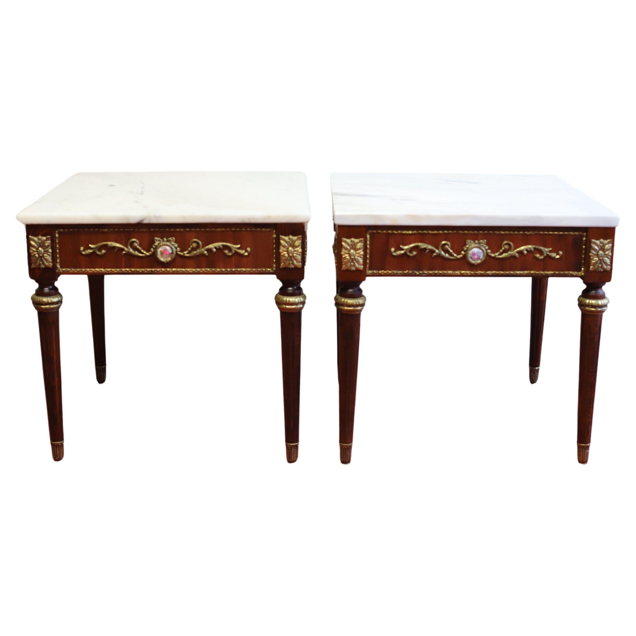 Beautiful French Louis XVI Style Marble-Top  Occasional Tables 