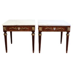 Beautiful French Louis XVI Style Marble-Top  Occasional Tables