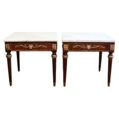 Vintage Beautiful French Louis XVI Style Marble-Top  Occasional Tables 