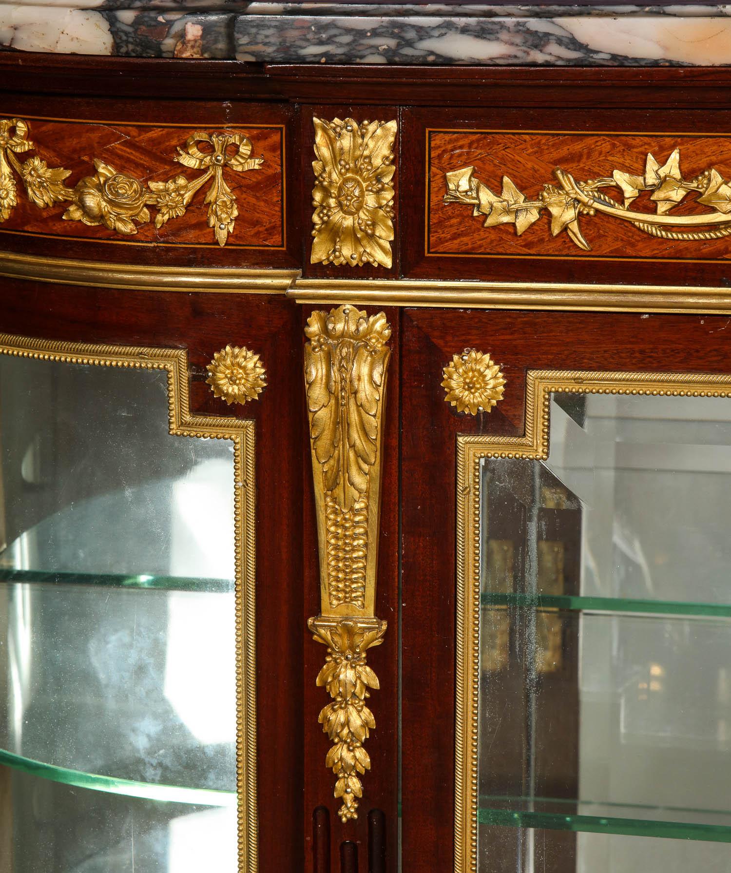Beautiful French Louis XVI Style Ormolu-Mounted Kingwood Vitrine Commode Cabinet 8