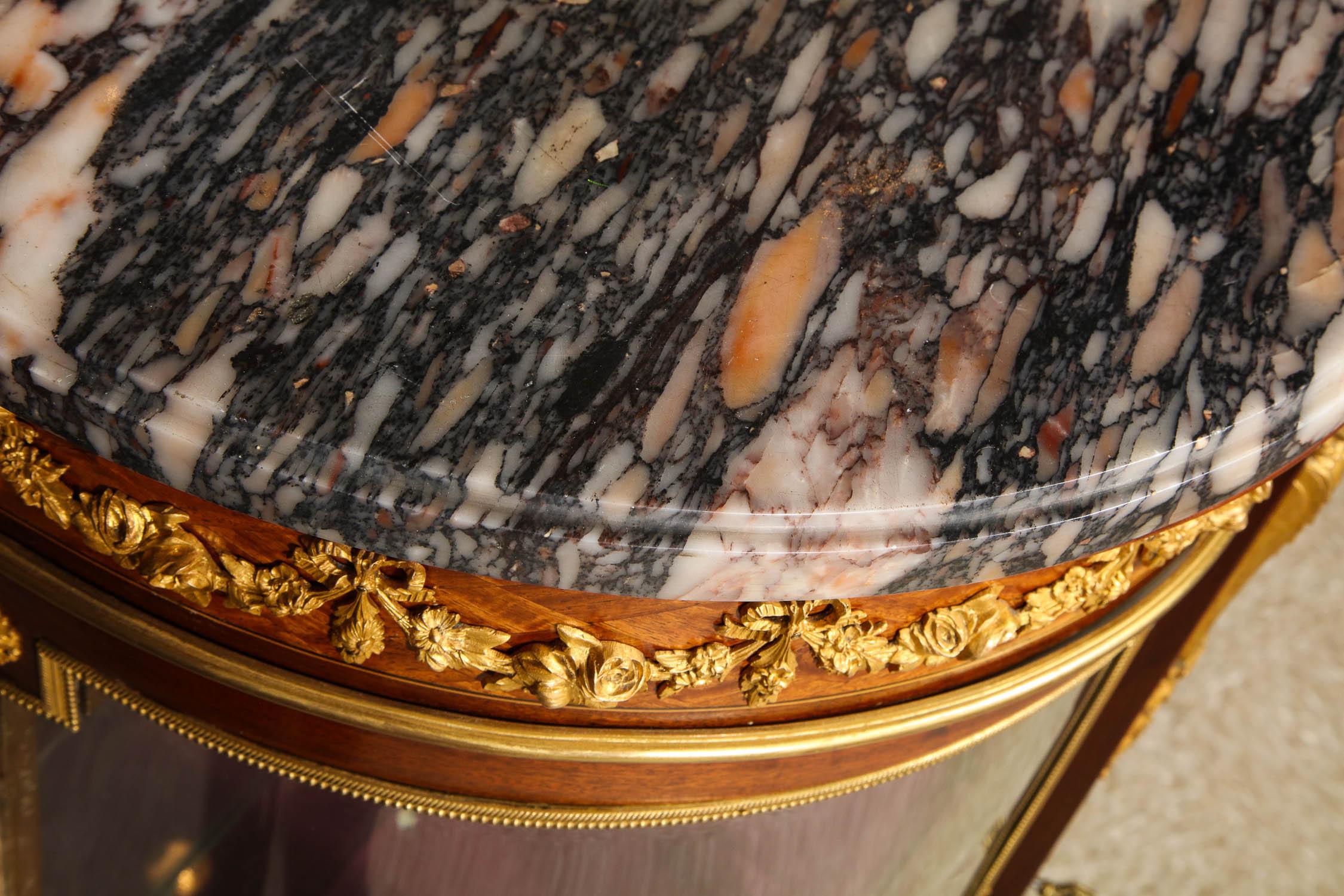 Beautiful French Louis XVI Style Ormolu-Mounted Kingwood Vitrine Commode Cabinet 13