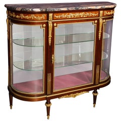 Beautiful French Louis XVI Style Ormolu-Mounted Kingwood Vitrine Commode Cabinet