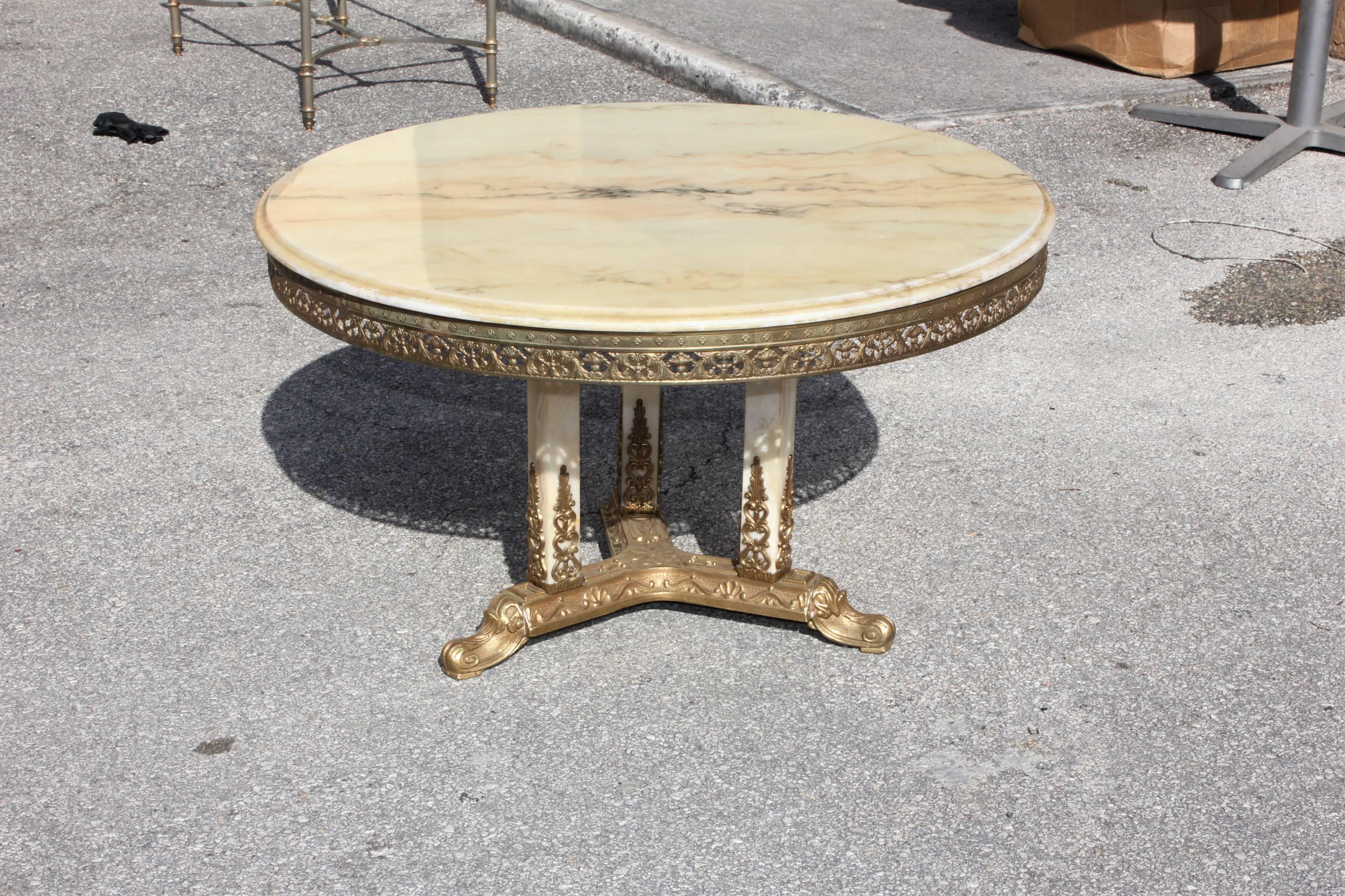 Beautiful French Maison Jansen Round Coffee or Cocktail Bronze Table 5