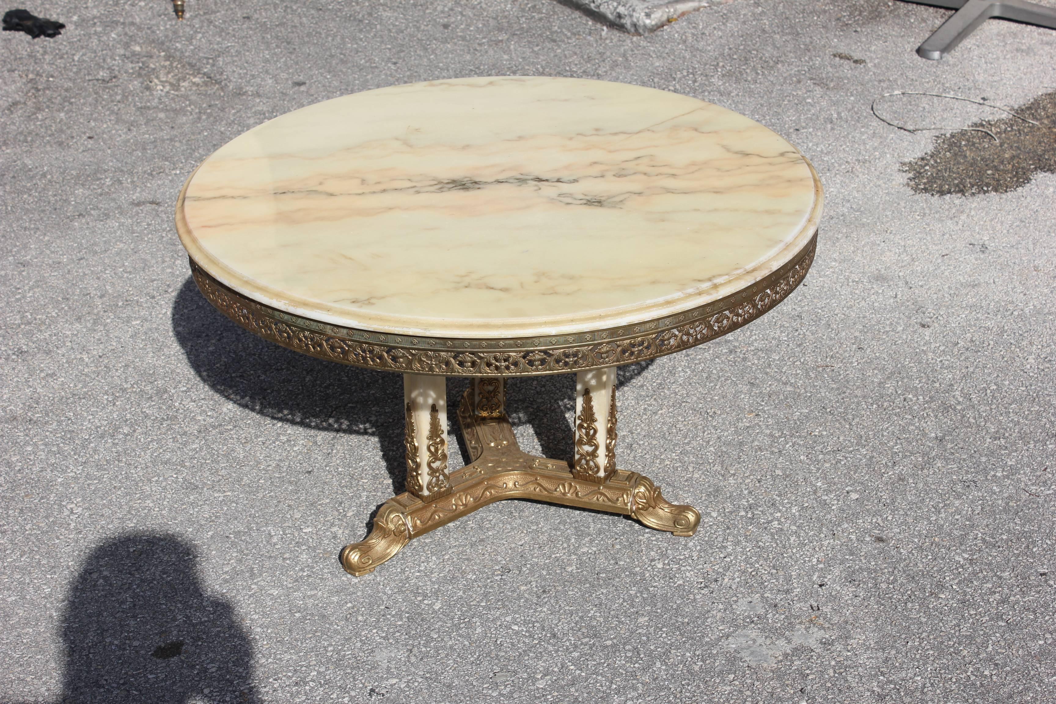 Beautiful French Maison Jansen Round Coffee or Cocktail Bronze Table 6