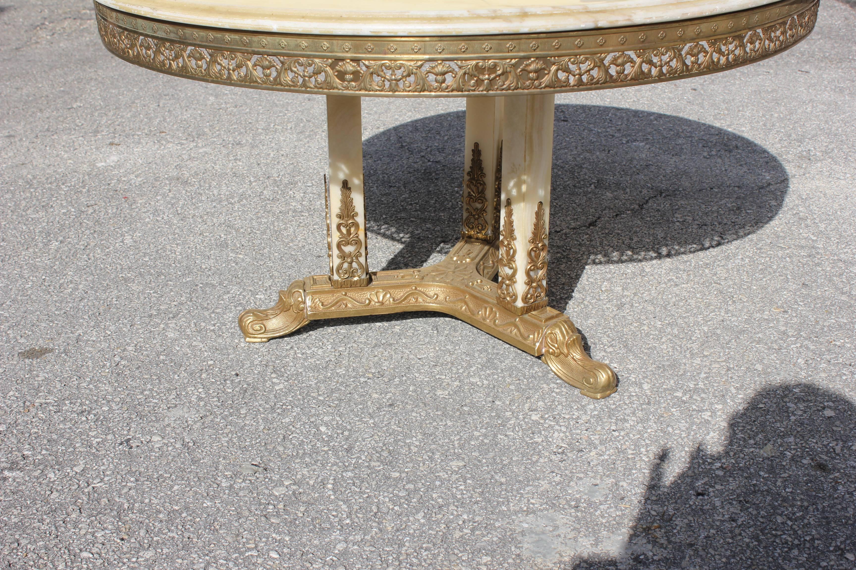 Beautiful French Maison Jansen Round Coffee or Cocktail Bronze Table 8