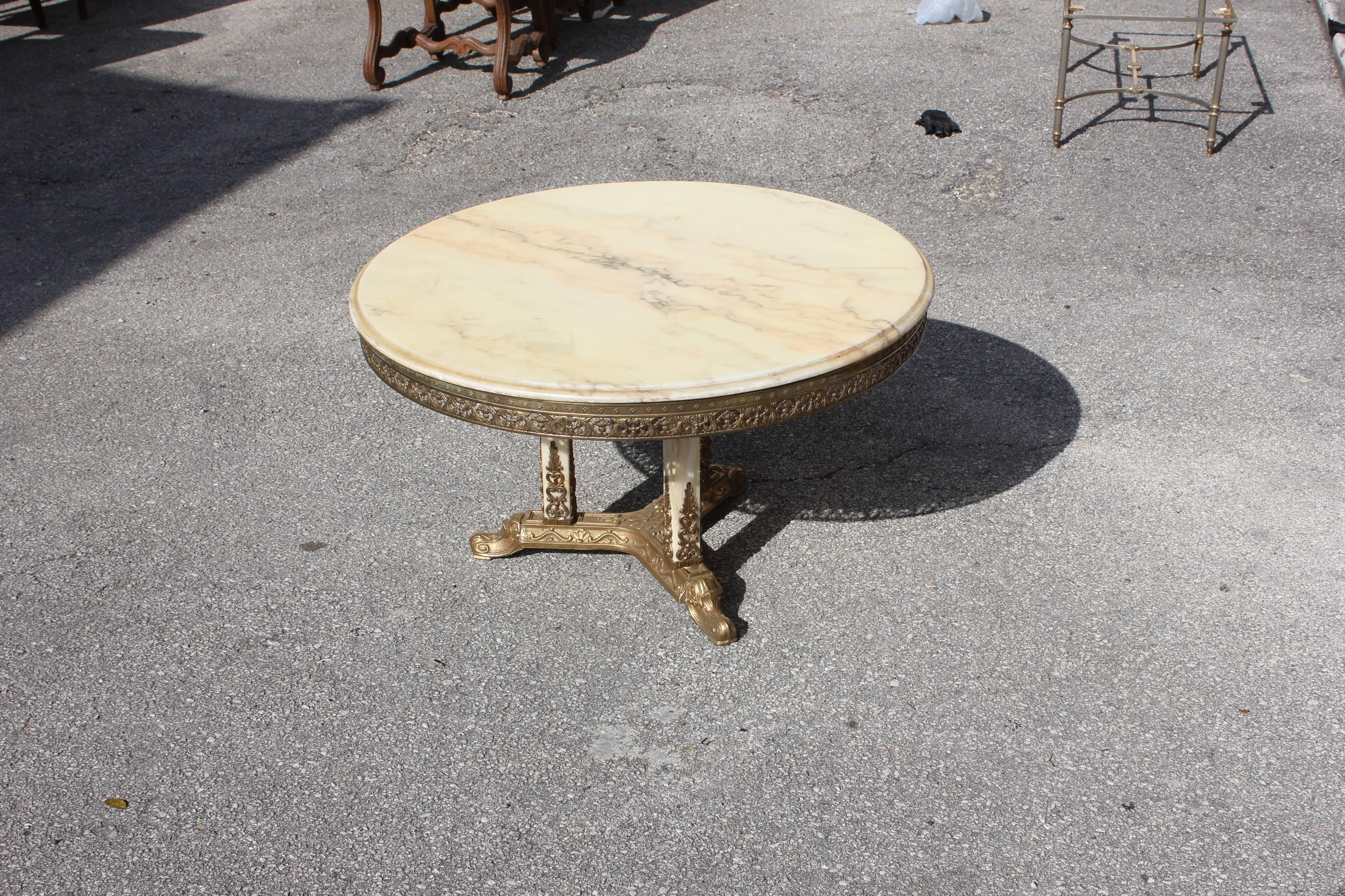 Beautiful French Maison Jansen Round Coffee or Cocktail Bronze Table 9