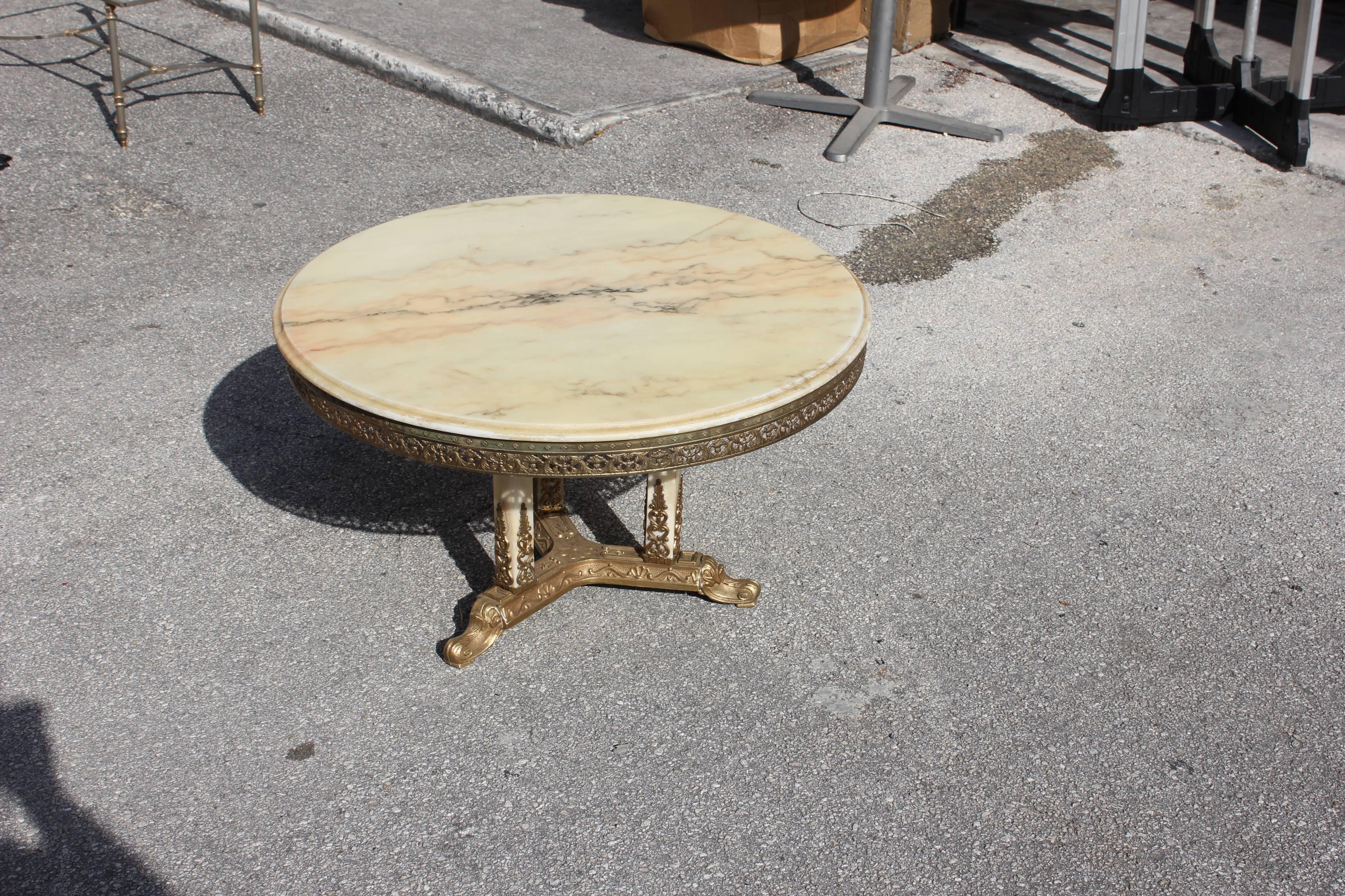 Beautiful French Maison Jansen Round Coffee or Cocktail Bronze Table 10