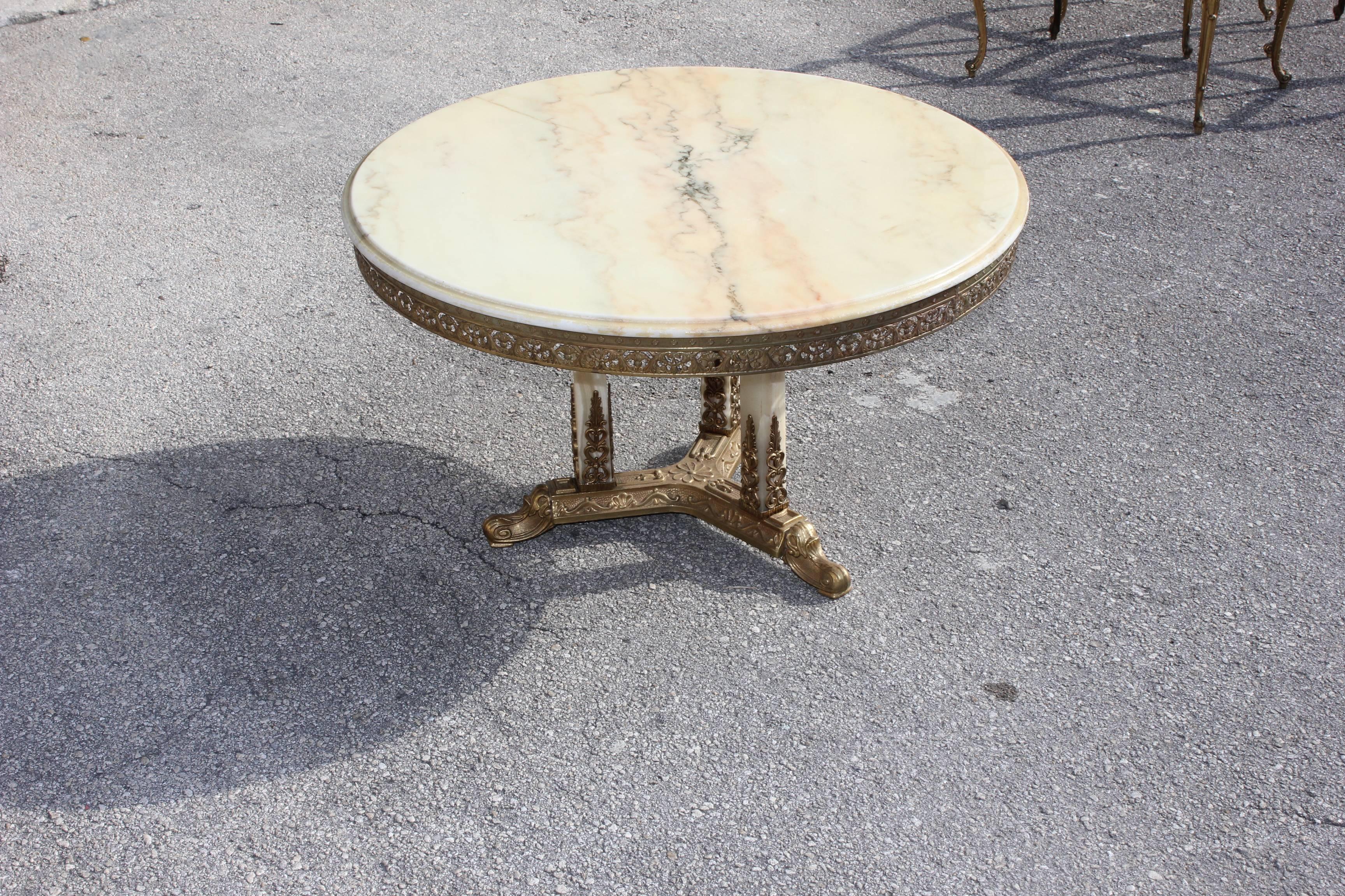 Beautiful French Maison Jansen Round Coffee or Cocktail Bronze Table 1