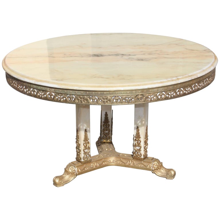 Beautiful French Maison Jansen Round Coffee or Cocktail Bronze Table at ...
