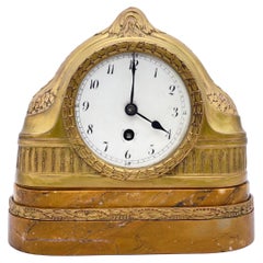 Antique Beautiful French Mantel Clock, Gilded Bronze Brass from 1890