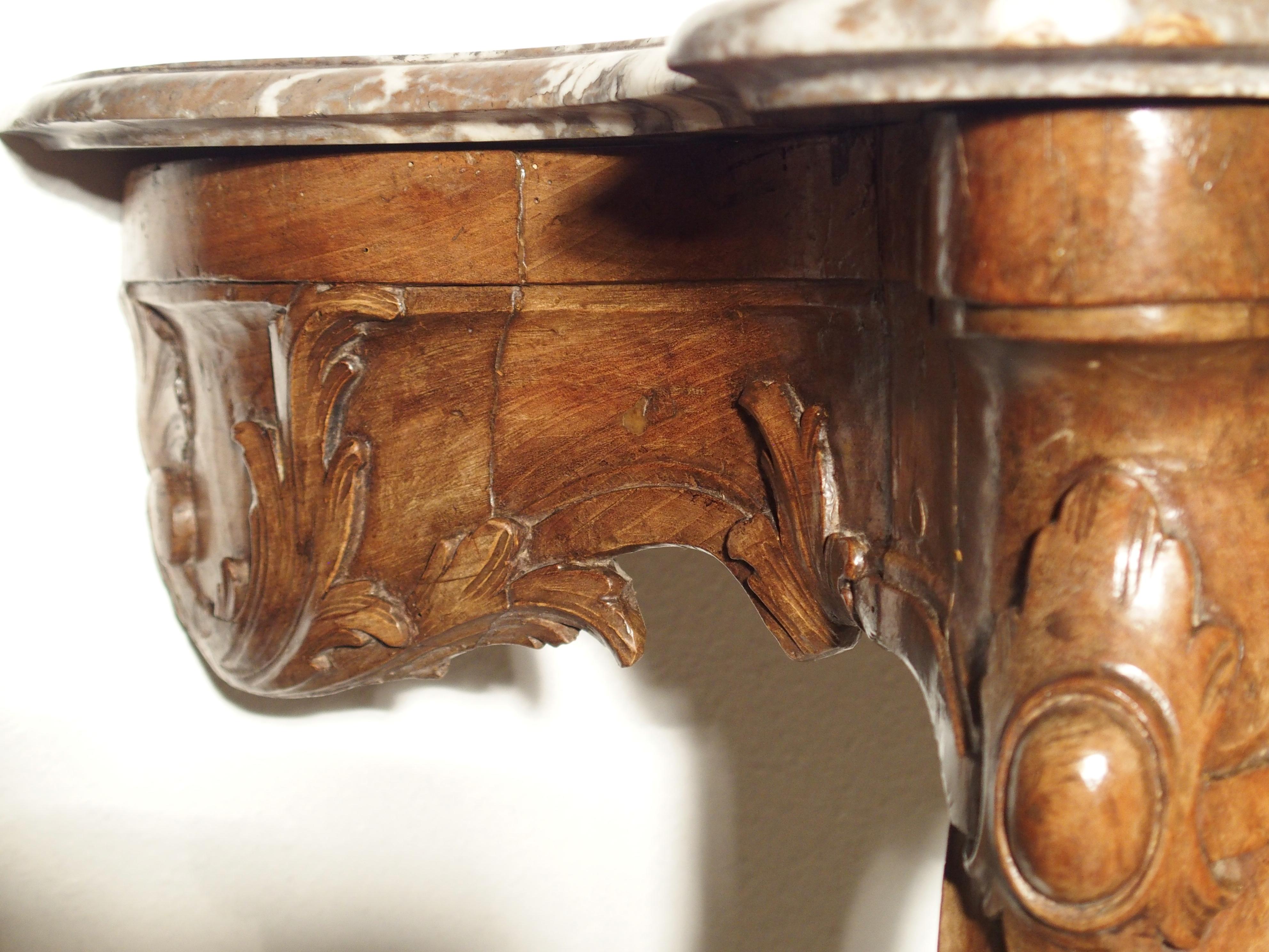 Beautiful French Marble Topped Antique Wooden Console from the Regence Period 1