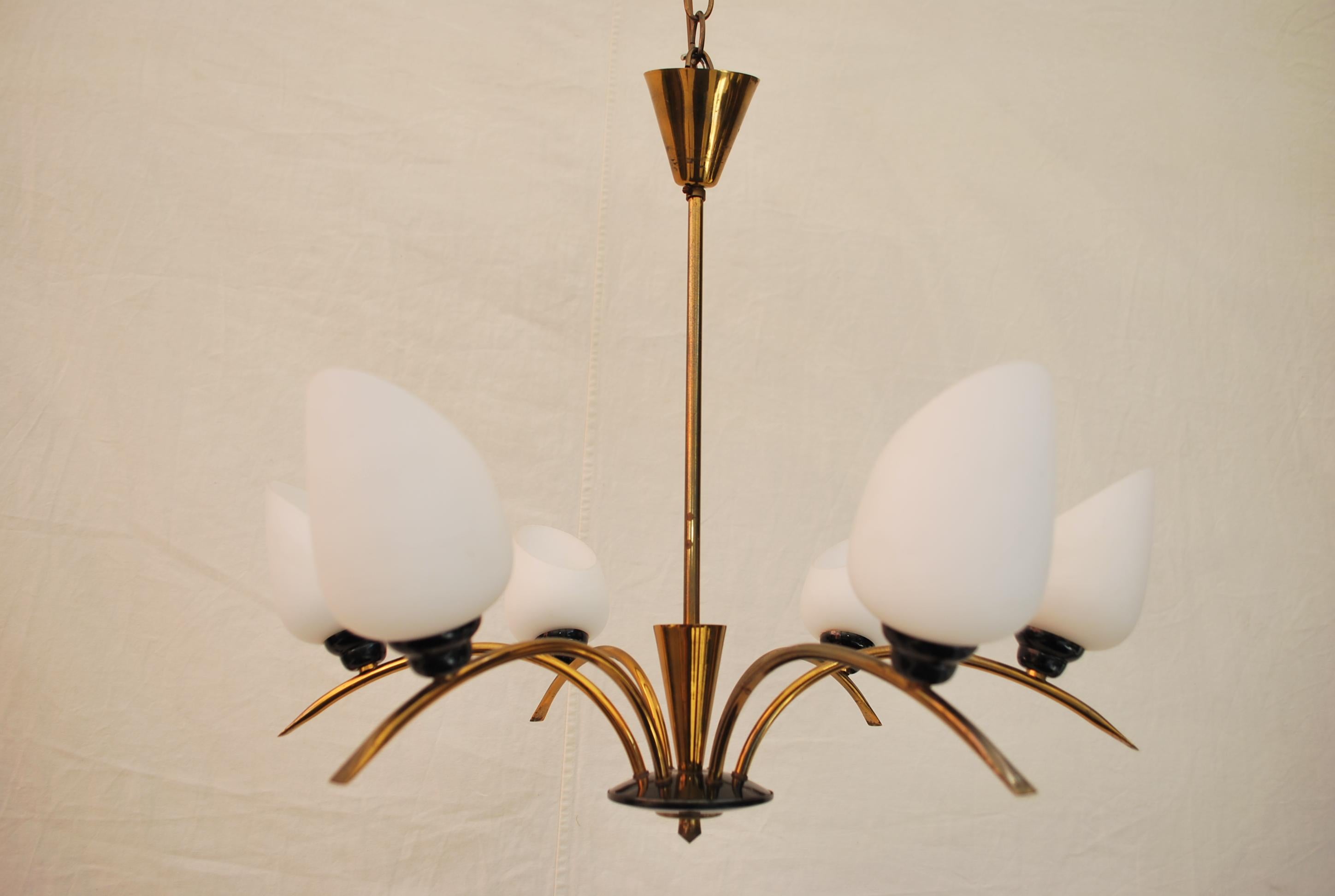 Beautiful French Mid-Century Chandelier Attributed to Maison Arlus For Sale 7