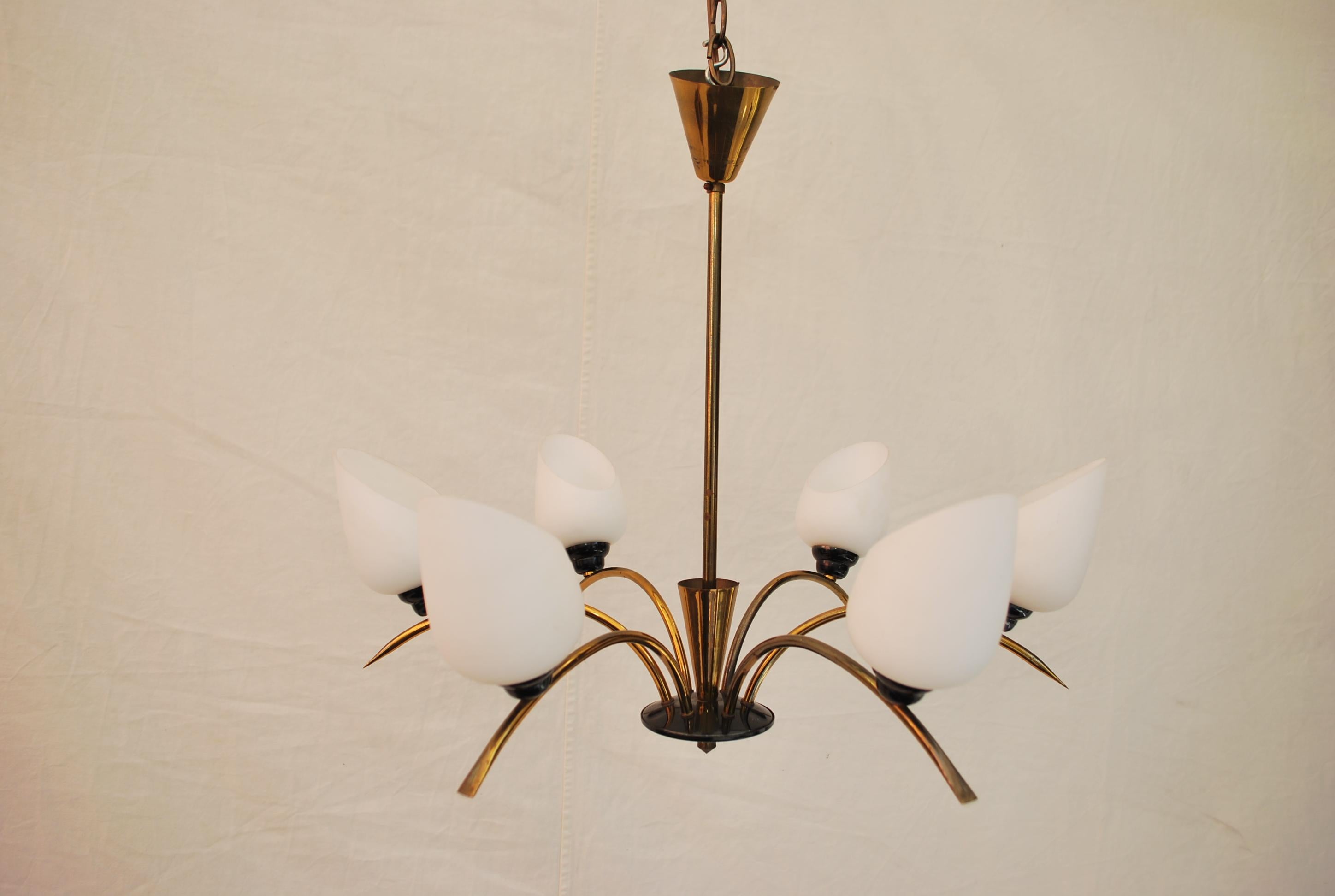 Beautiful French Mid-Century Chandelier Attributed to Maison Arlus For Sale 3