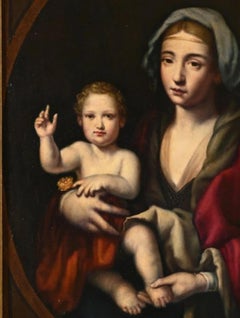 Schöne FRENCH SCHOOL des 18. Jahrhunderts.  "Virgin Mary and Child Blessing"