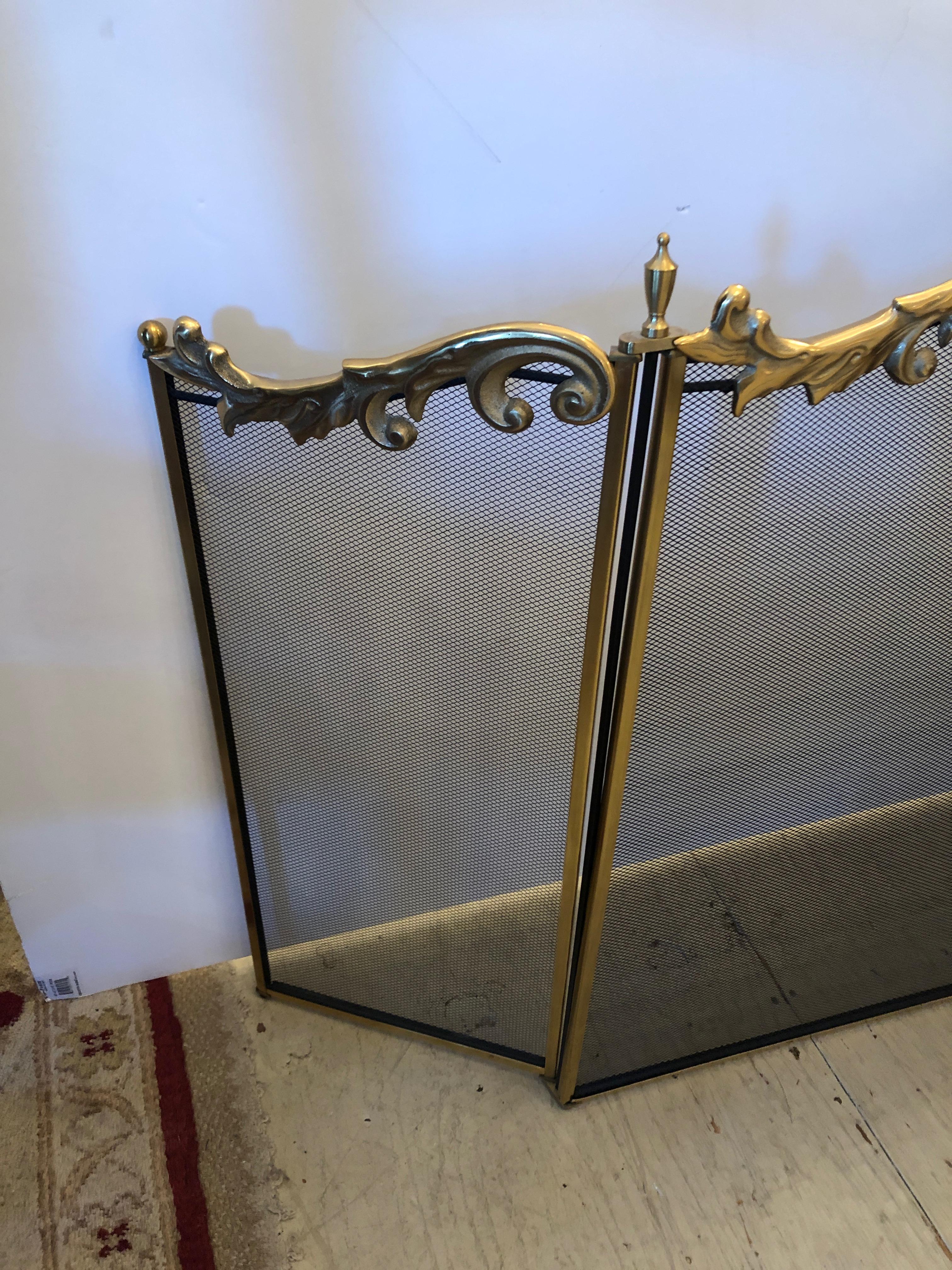 Brass Beautiful French Style 3-Panel Fireplace Screen