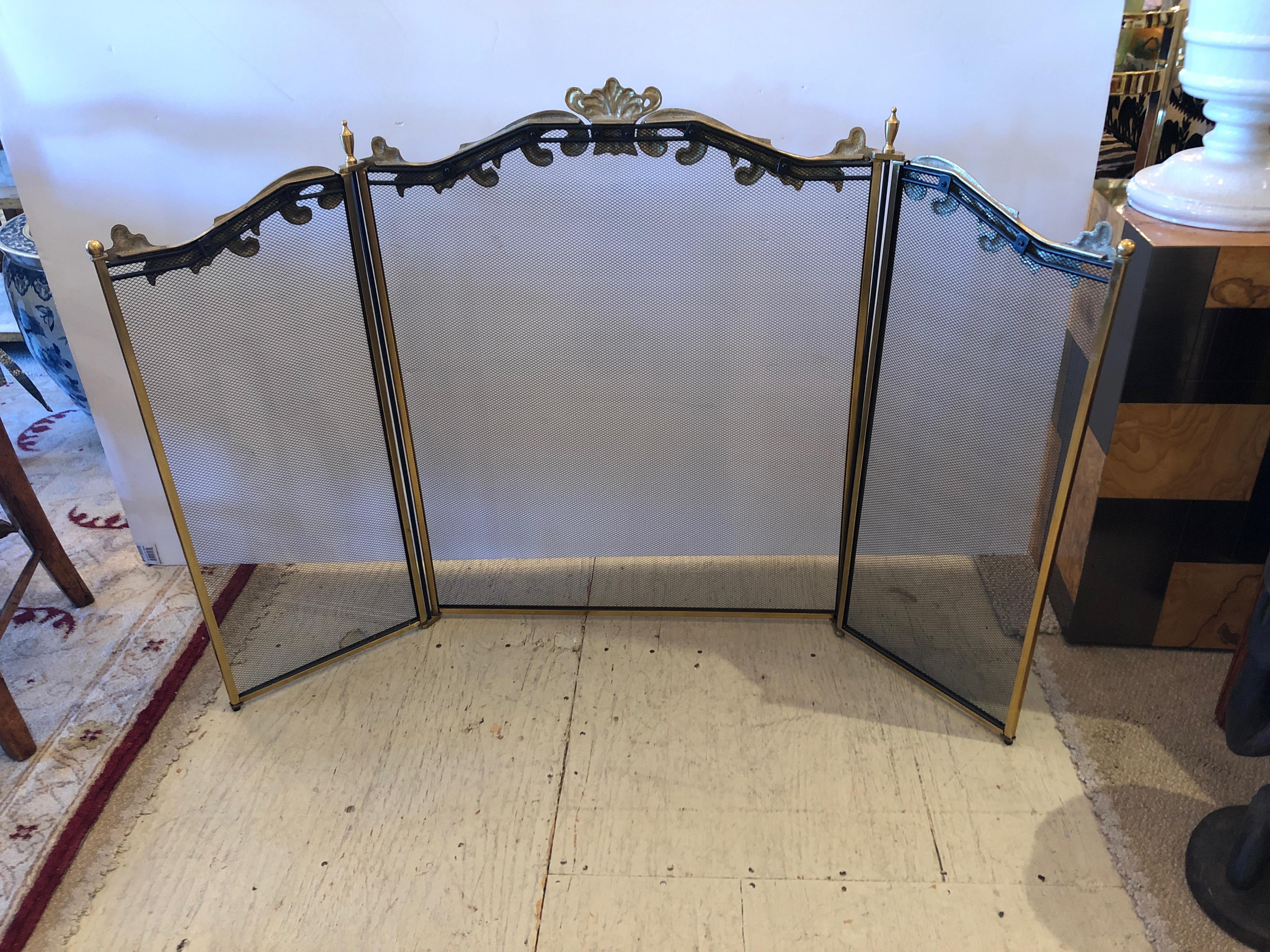 Beautiful French Style 3-Panel Fireplace Screen 1