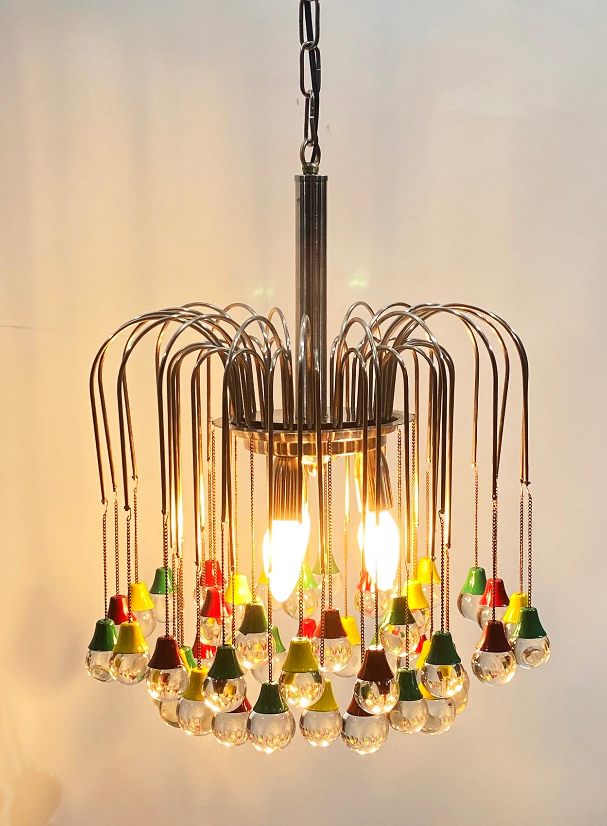 Art Deco Beautiful French Teardrop Chandelier in Crystal, circa 1950