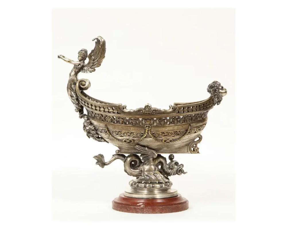 Beautiful French Three-Piece Silvered Bronze Table Garniture, 19th Century 8