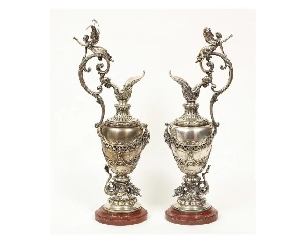 Beautiful French Three-Piece Silvered Bronze Table Garniture, 19th Century 3