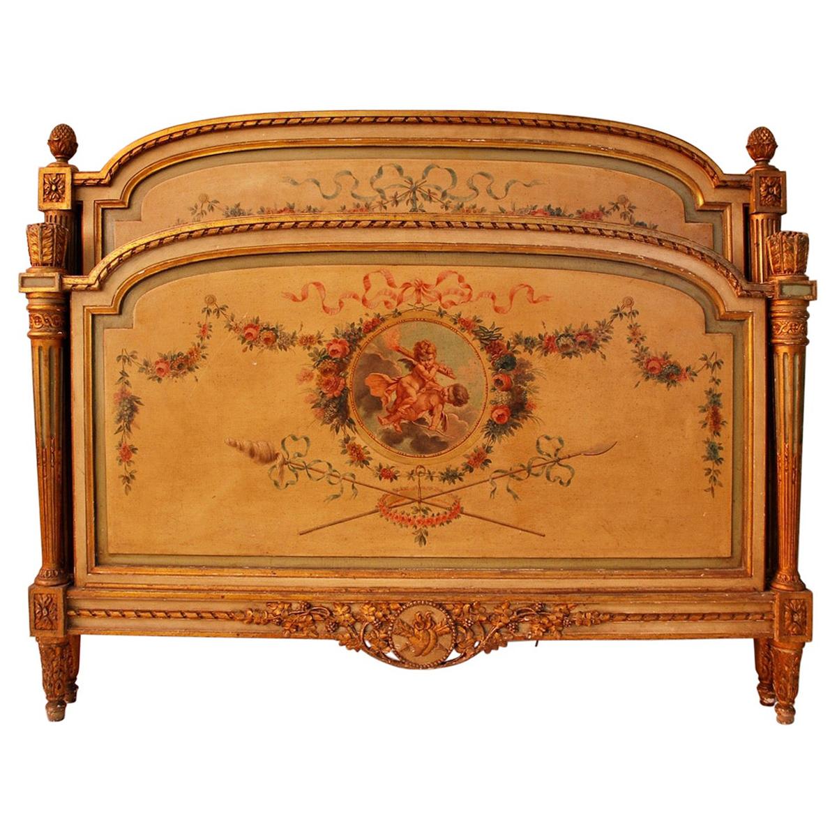 Beautiful French Turn of the Century Bed Louis XV Style For Sale