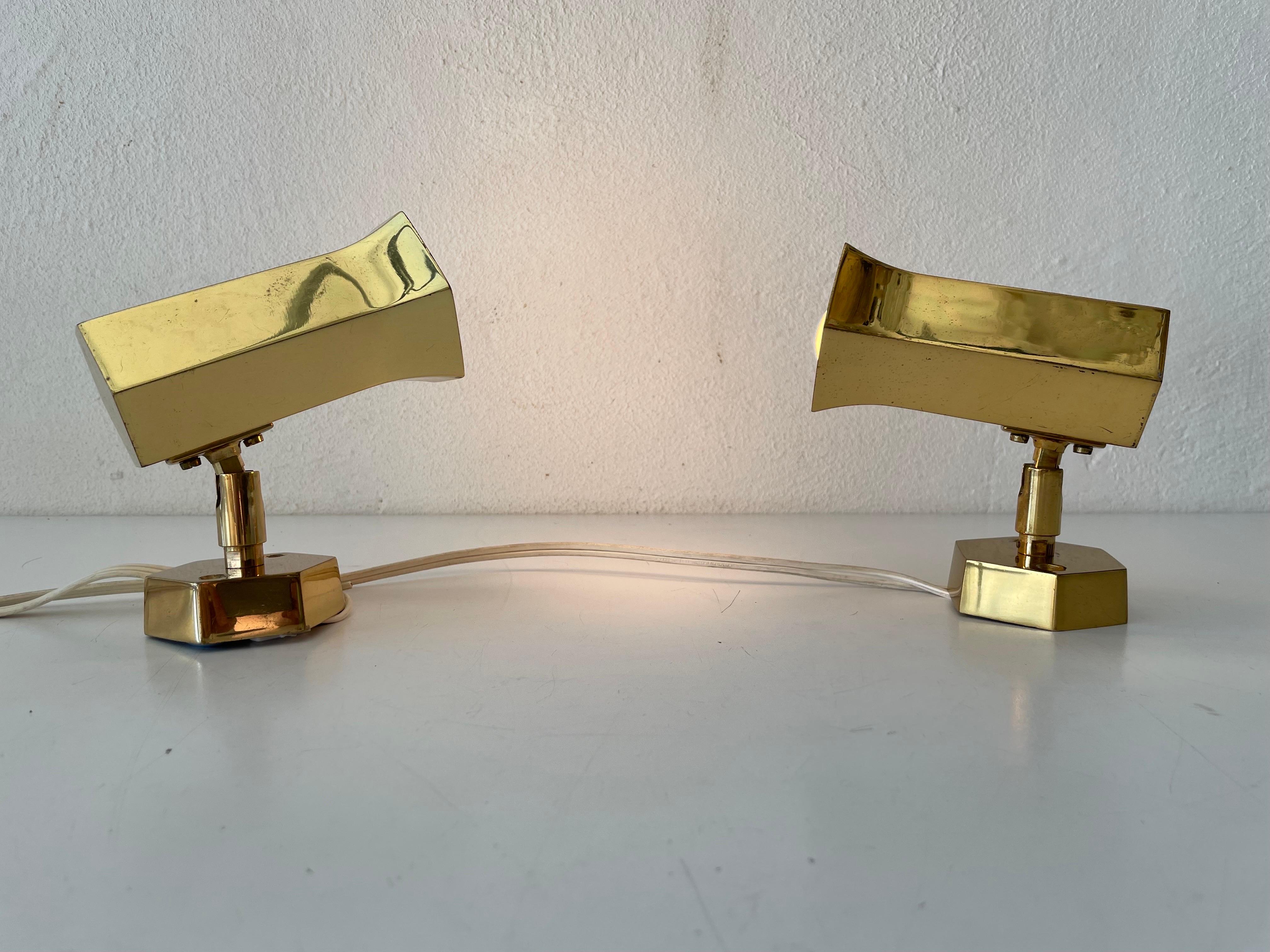 Beautiful Geometric Brass Pair of Sconces by Schröder, 1960s, Germany 5