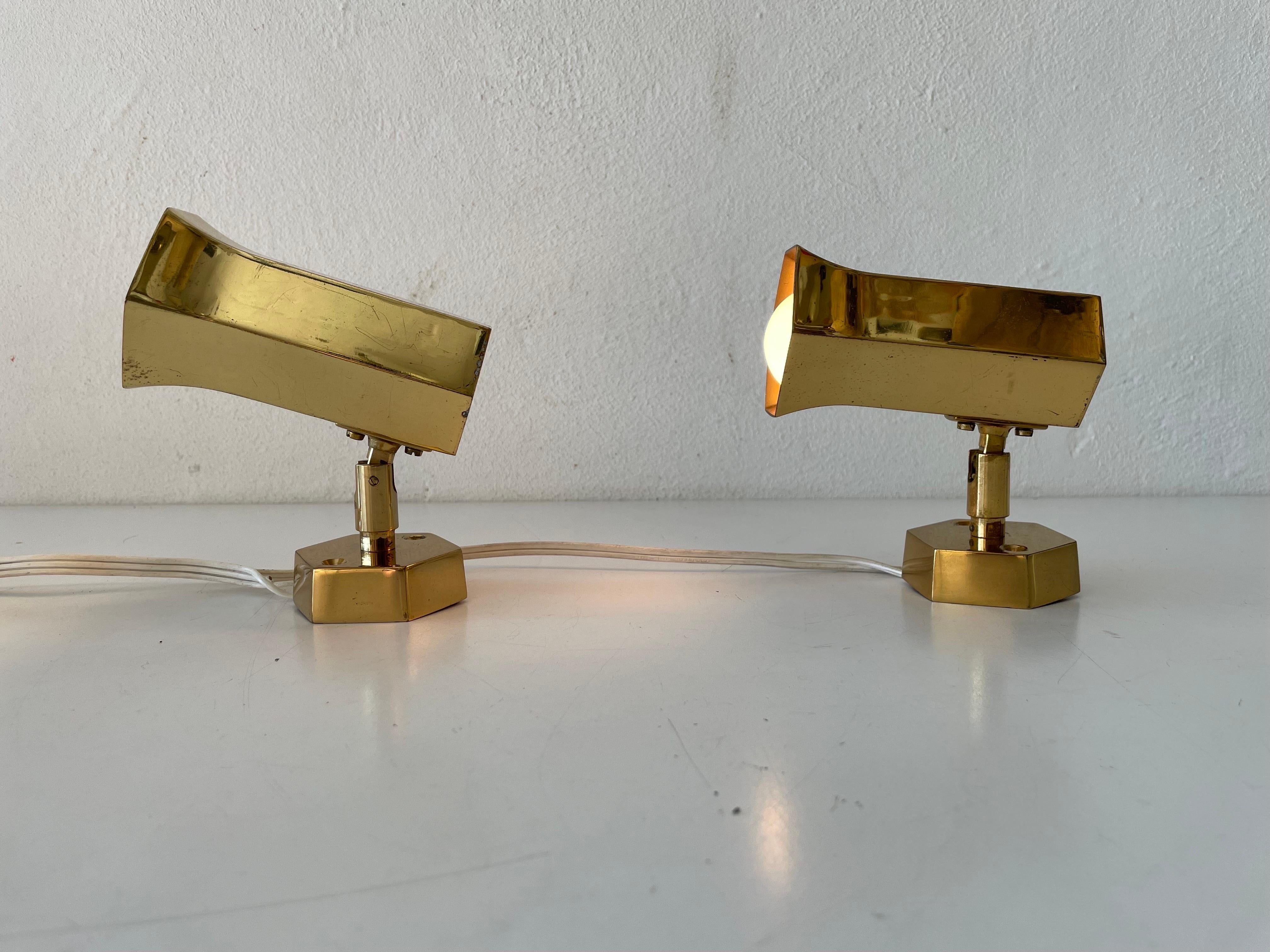 Beautiful Geometric Brass Pair of Sconces by Schröder, 1960s, Germany 4