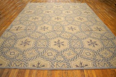 Beautiful Geometric Pattern in a Gray Contemporary Needlepoint Flat Weave Rug