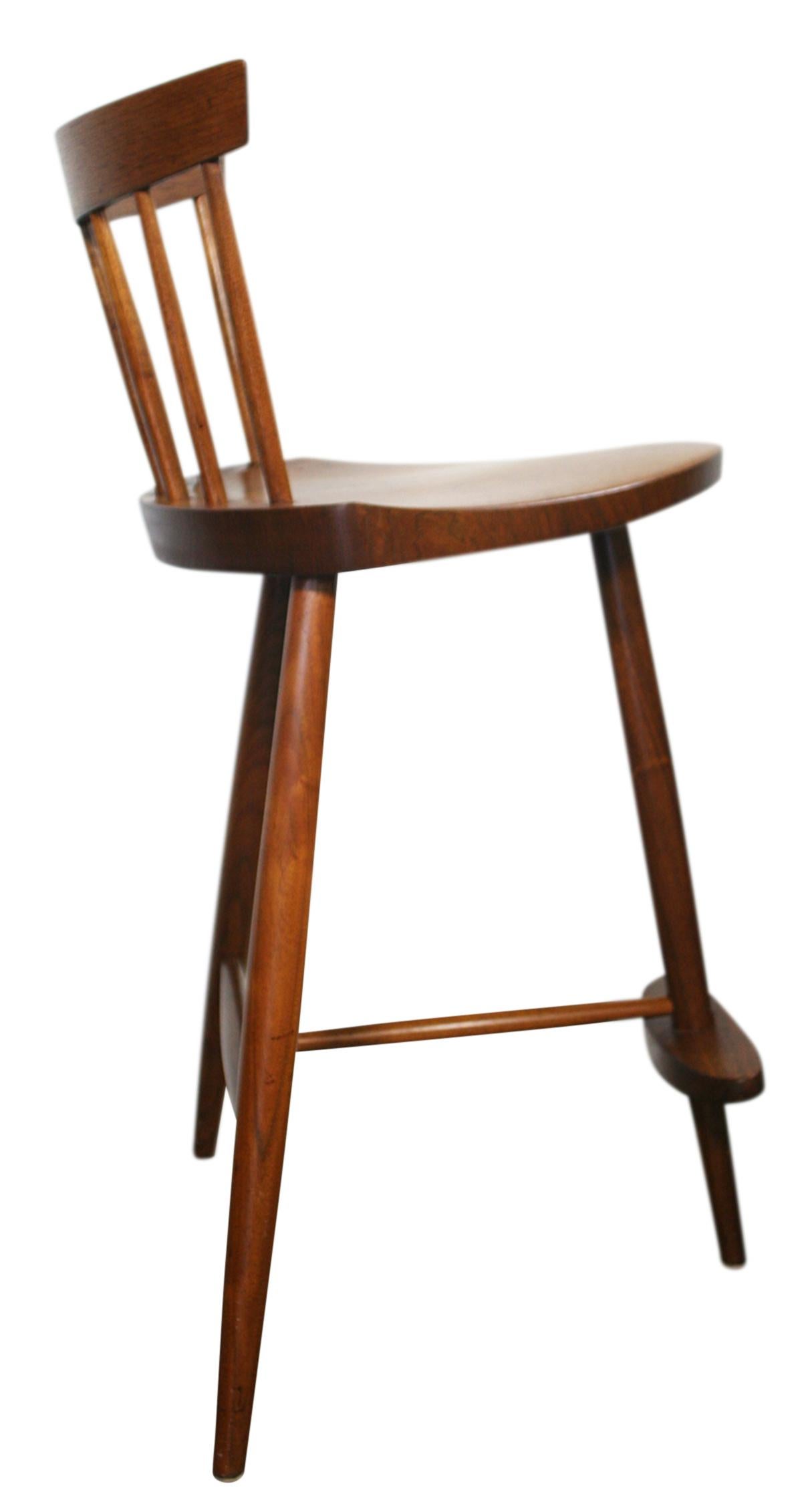 Beautiful George Nakashima Mira Stool Chair Solid walnut hand made Studio Craft 2