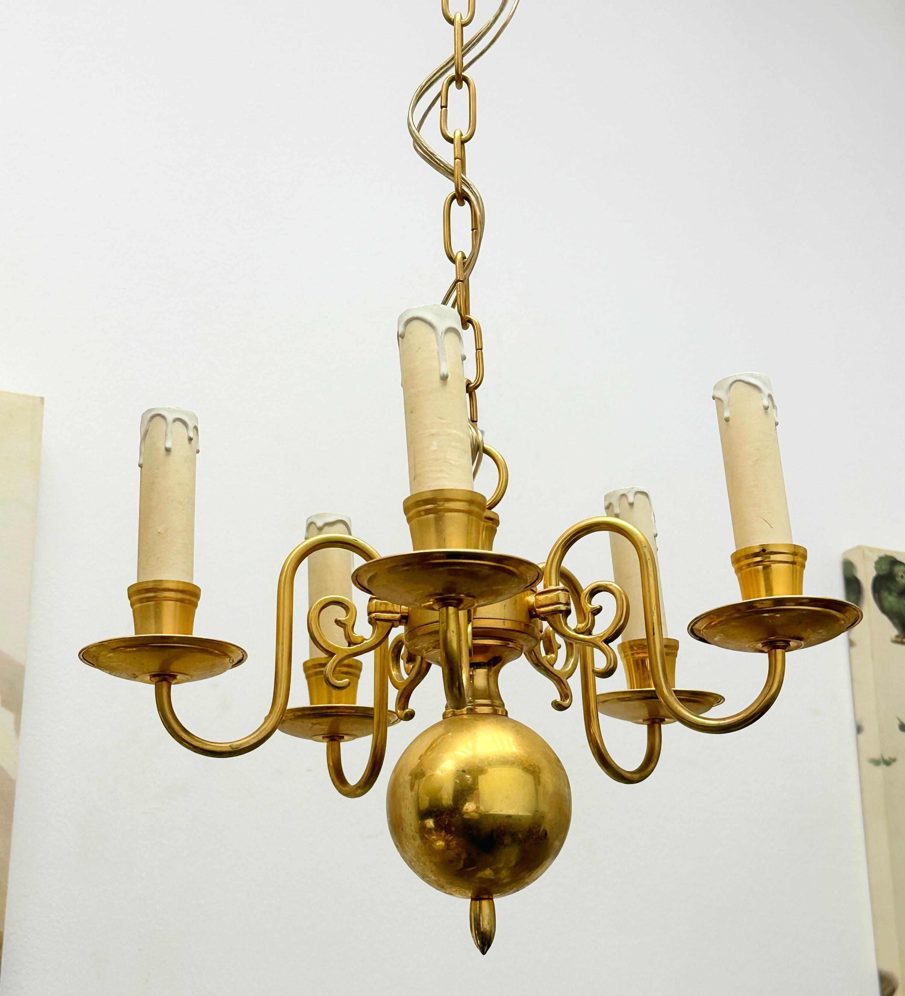 Beautiful Georgian Style Flemish Brass Metal Chandelier, Belgium, 1950s 1