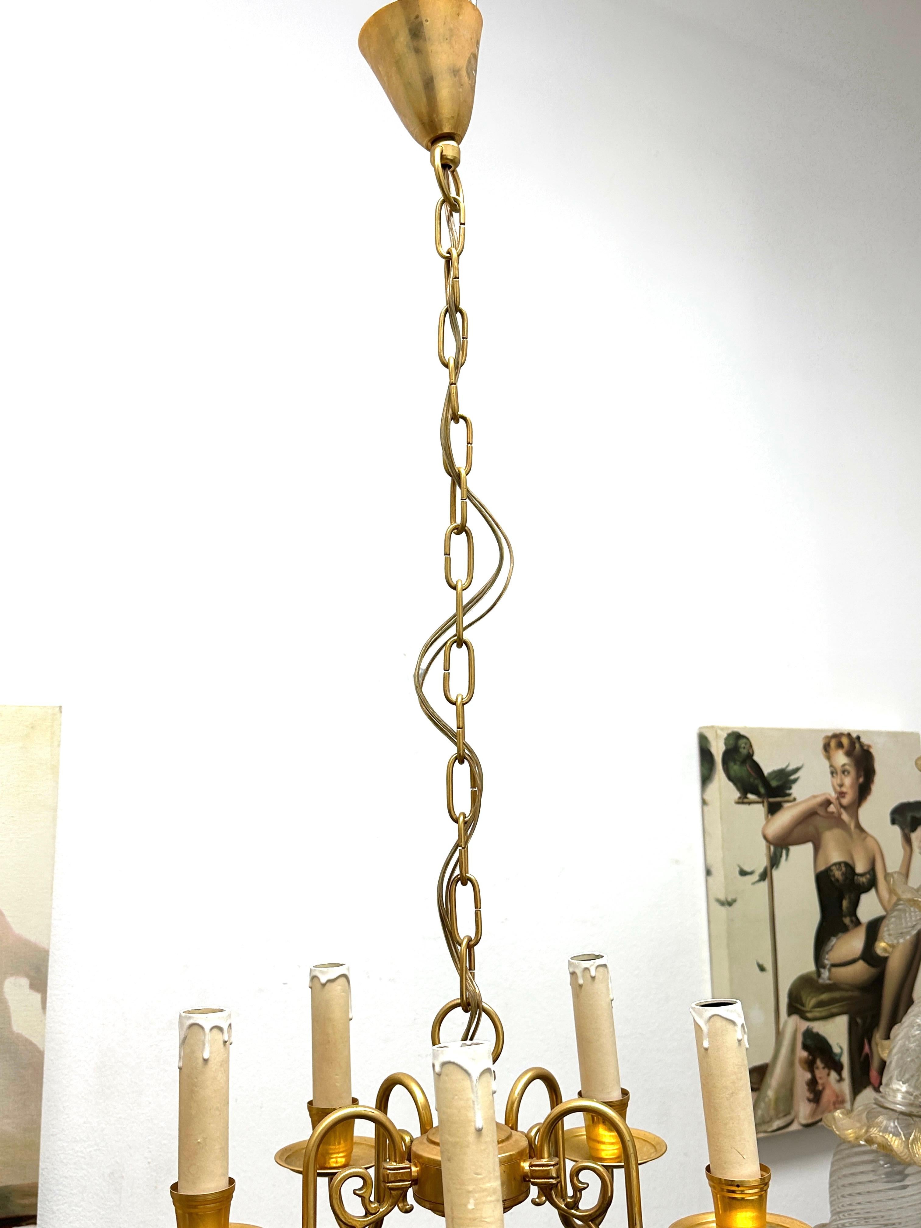 Beautiful Georgian Style Flemish Brass Metal Chandelier, Belgium, 1950s 2