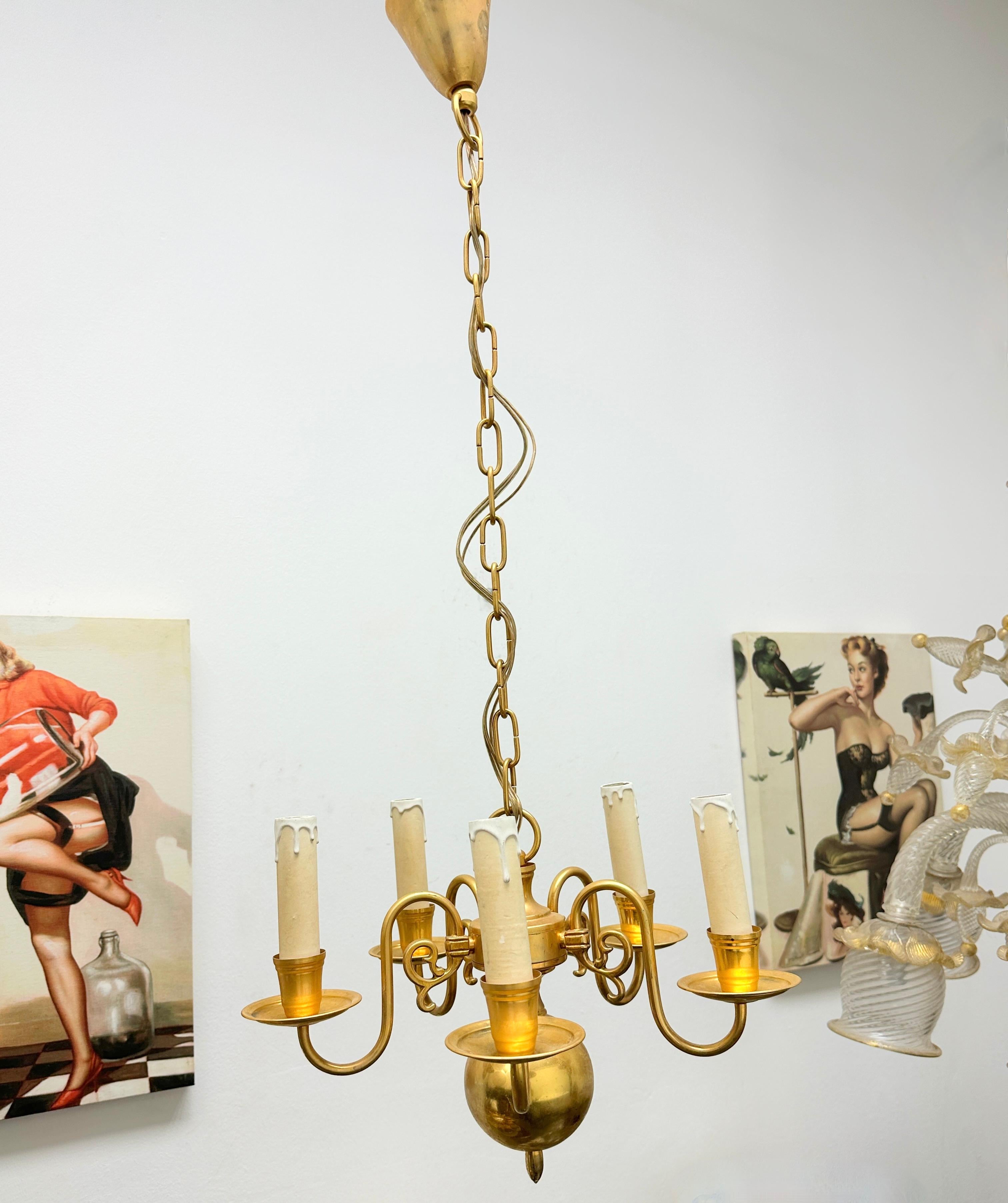 Beautiful Georgian Style Flemish Brass Metal Chandelier, Belgium, 1950s 3