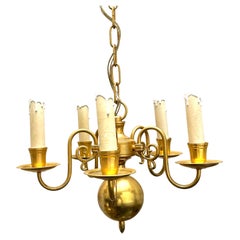 Beautiful Georgian Style Flemish Brass Metal Chandelier, Belgium, 1950s